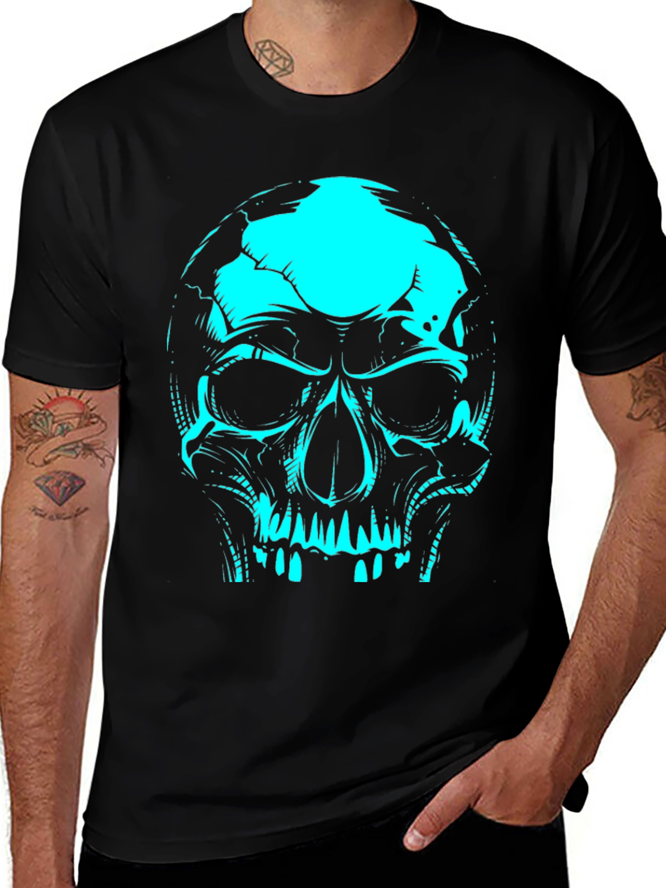 Variant 21 of Skull Graphic Tee - Black Cotton T-Shirt
