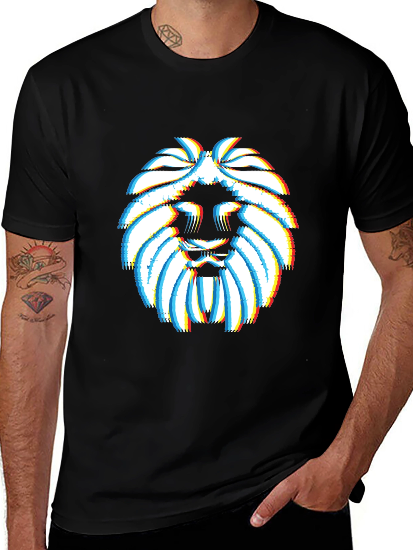Variant 5 of Lion Glitch Graphic T-Shirt - Modern Streetwear