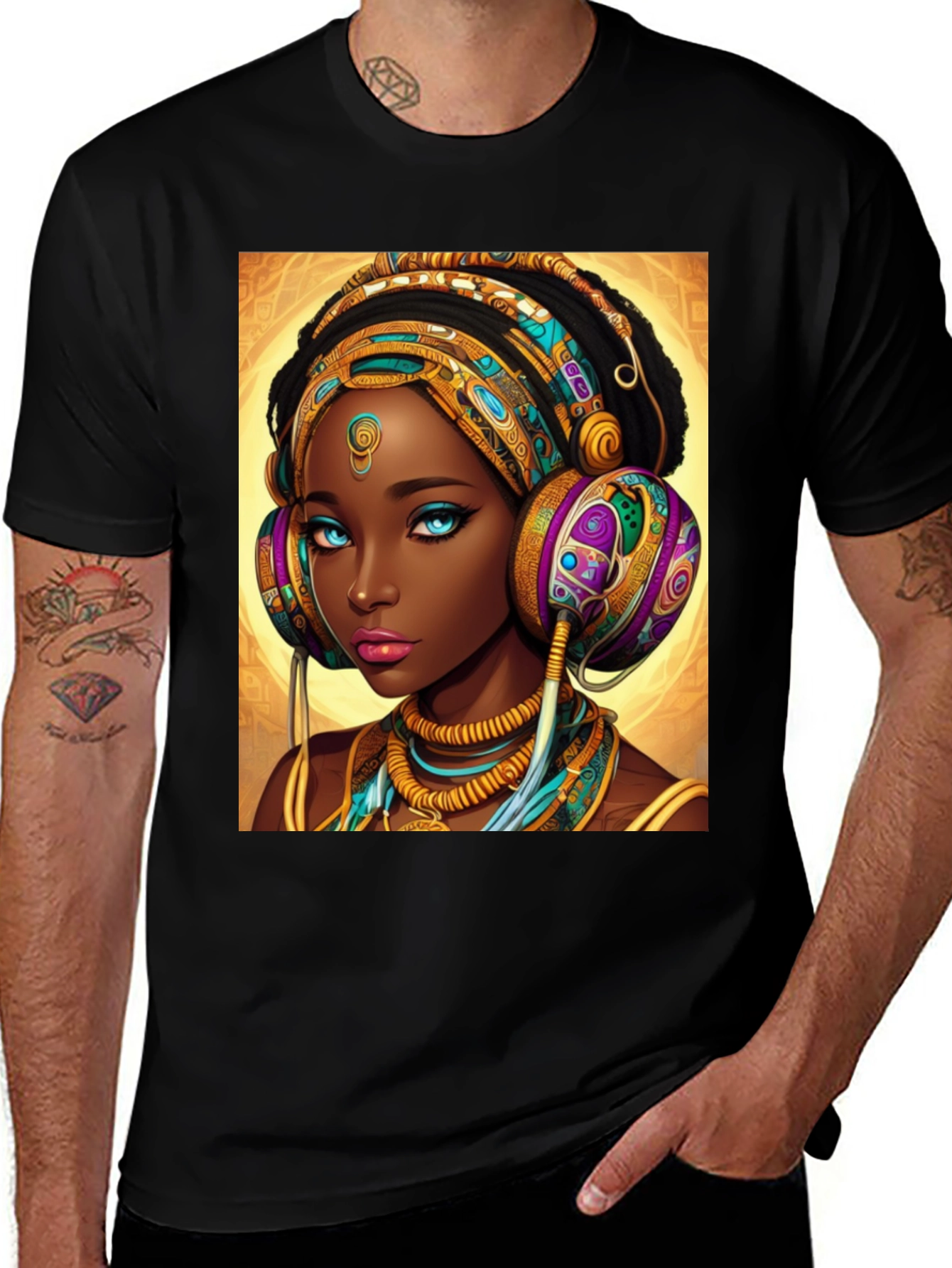 Variant 18 of African Queen Headphone T-Shirt