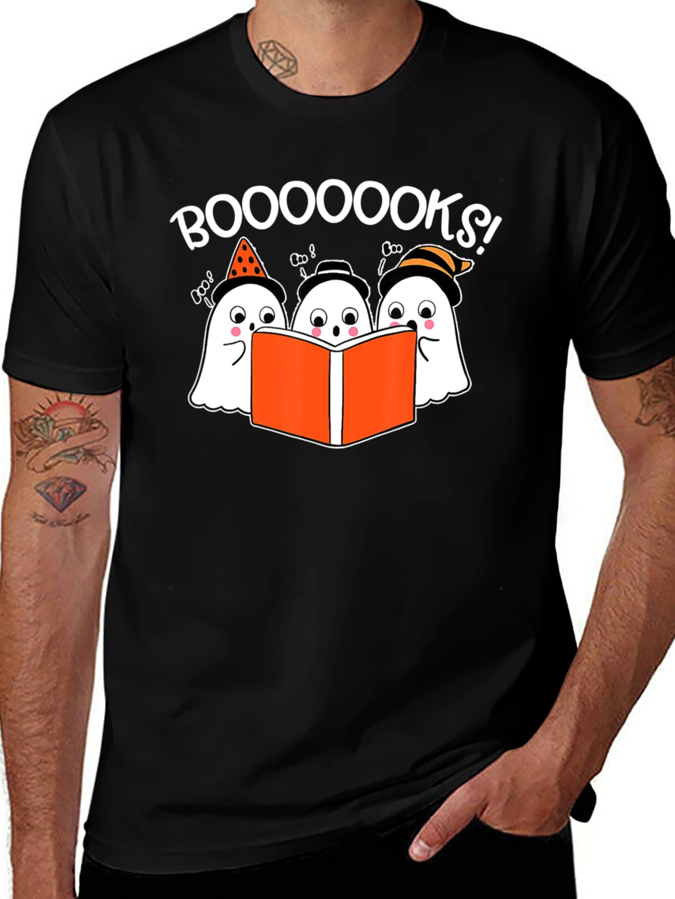 Variant 23 of Boo-ooks! Halloween Ghost Reader T-Shirt