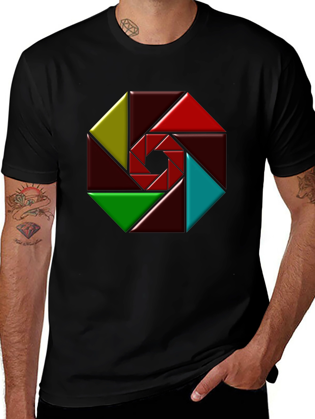 Variant 25 of Geometric Design Black T-Shirt