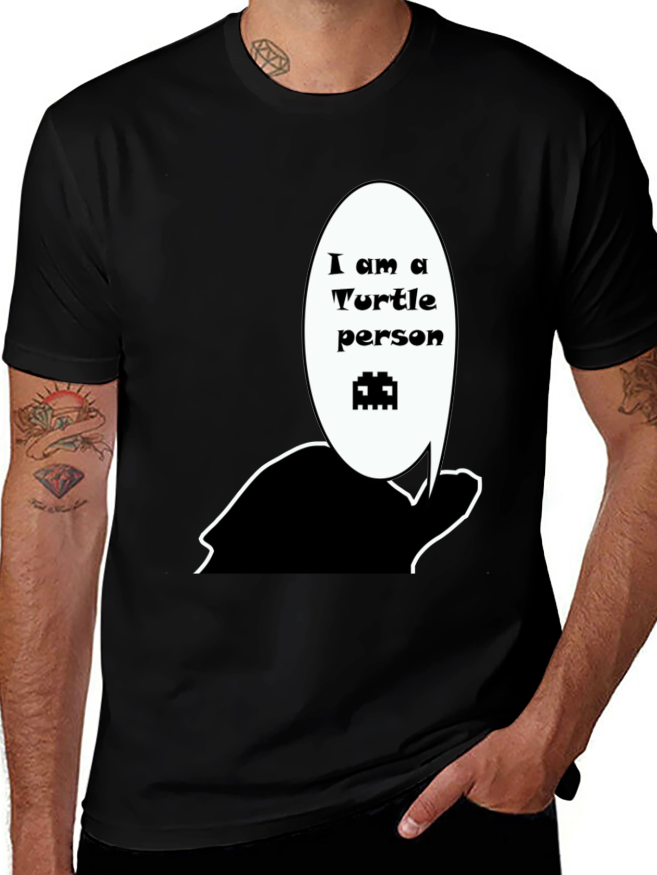 Variant 14 of Turtle Person Graphic Black T-Shirt