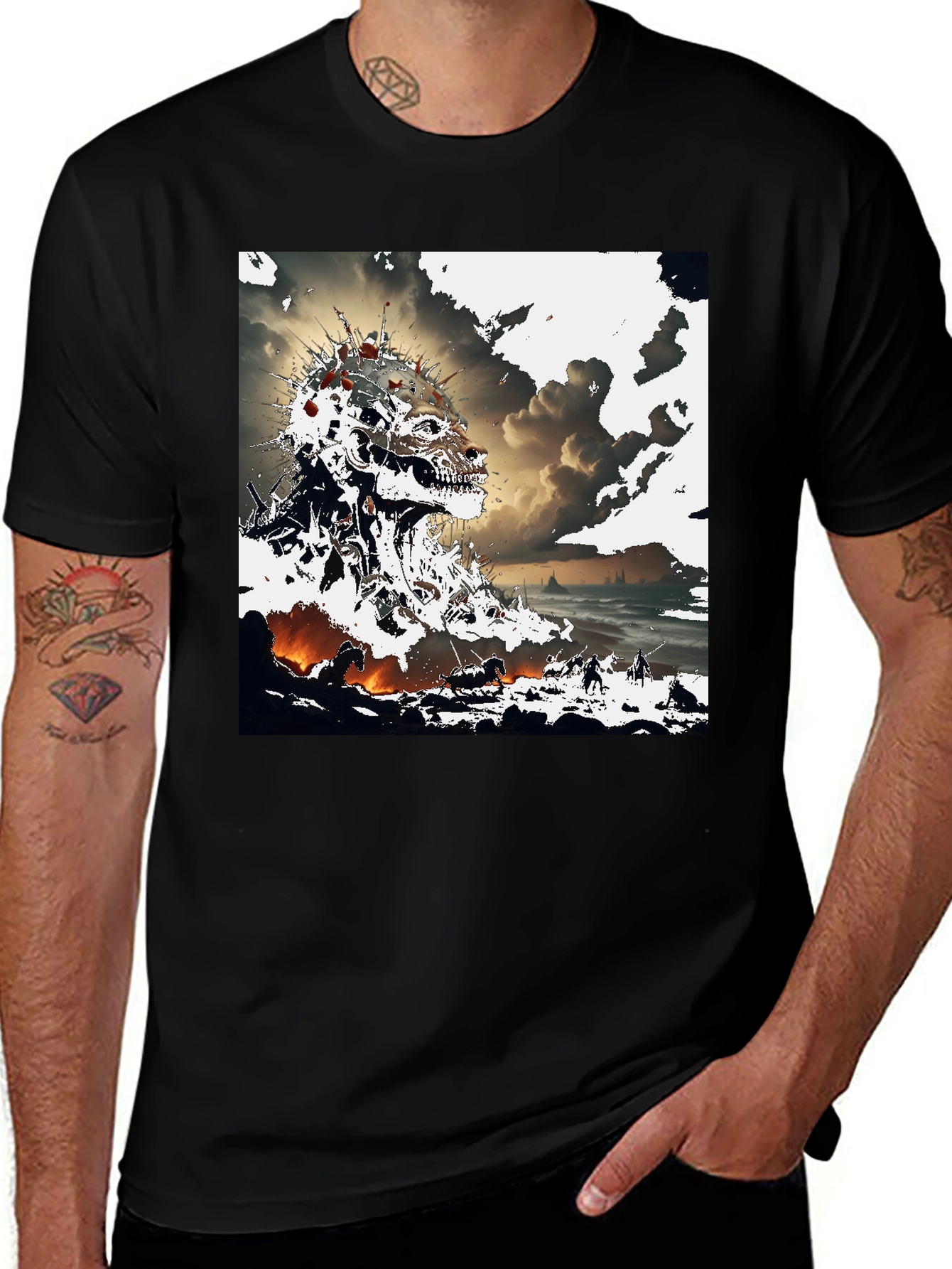 Variant 5 of Abstract Skull Graphic T-Shirt - Edgy Design