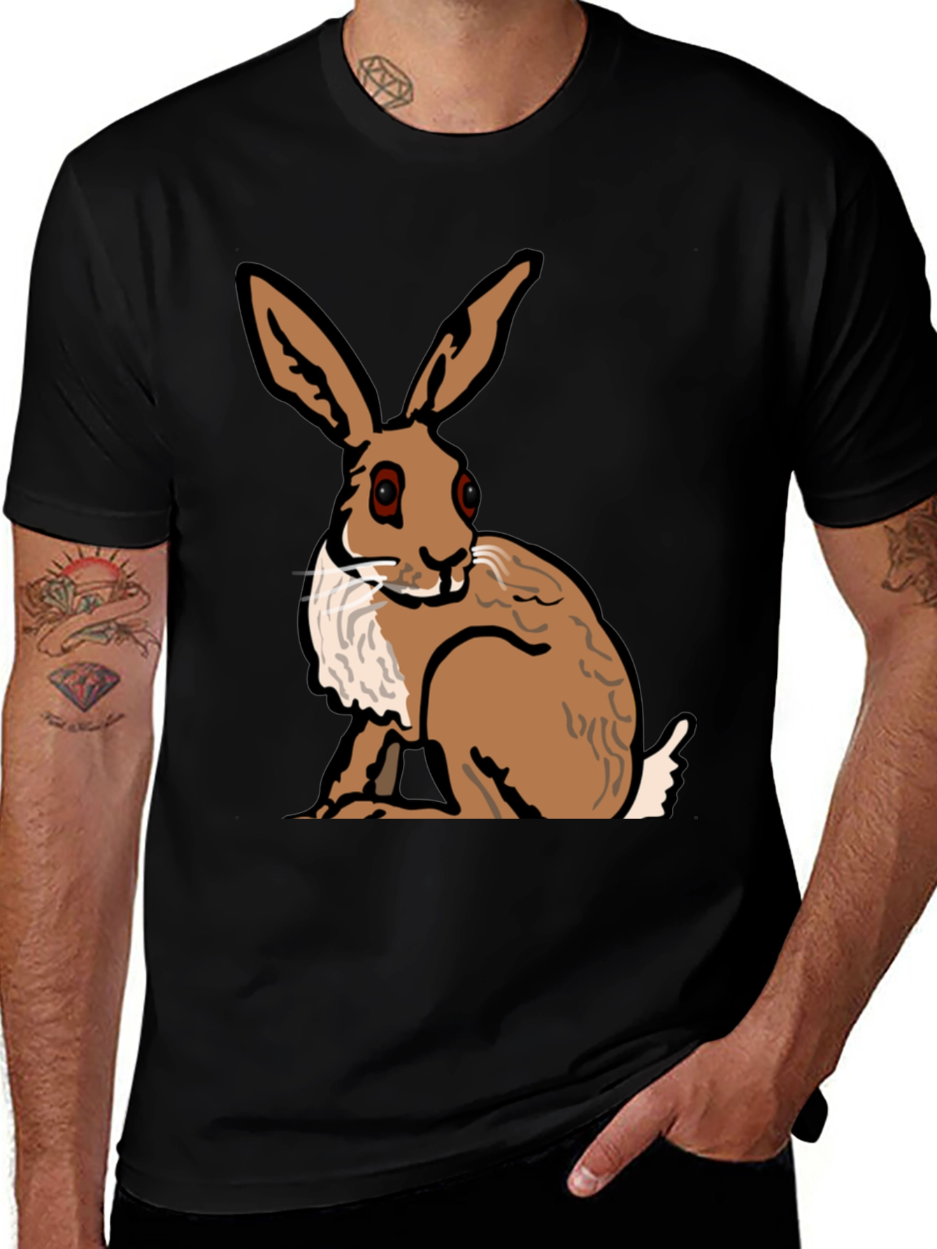 Hare Graphic Tee - Stylish Animal Print Shirt
