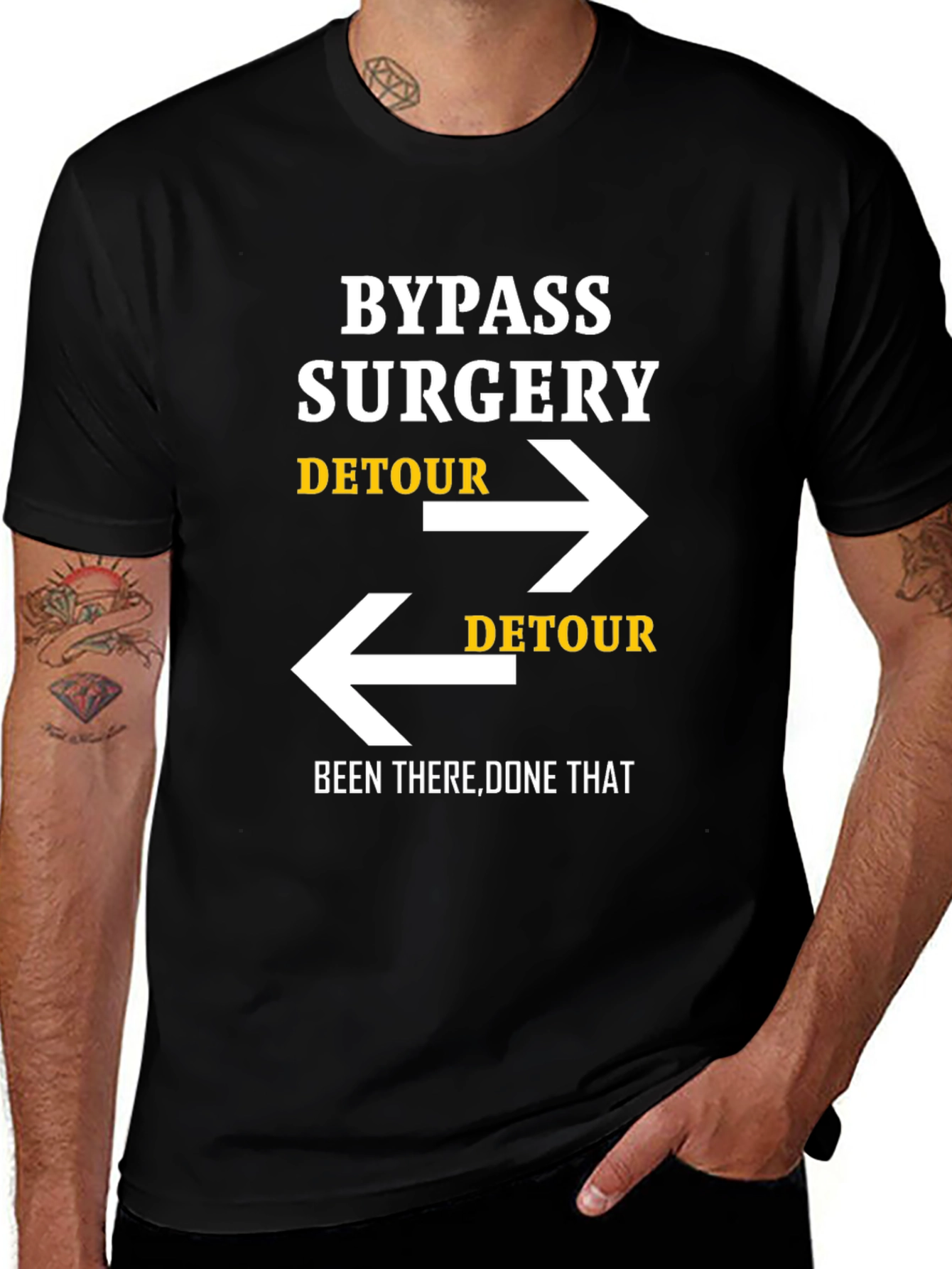 Variant 25 of Bypass Surgery Detour Novelty Graphic Tee - Black