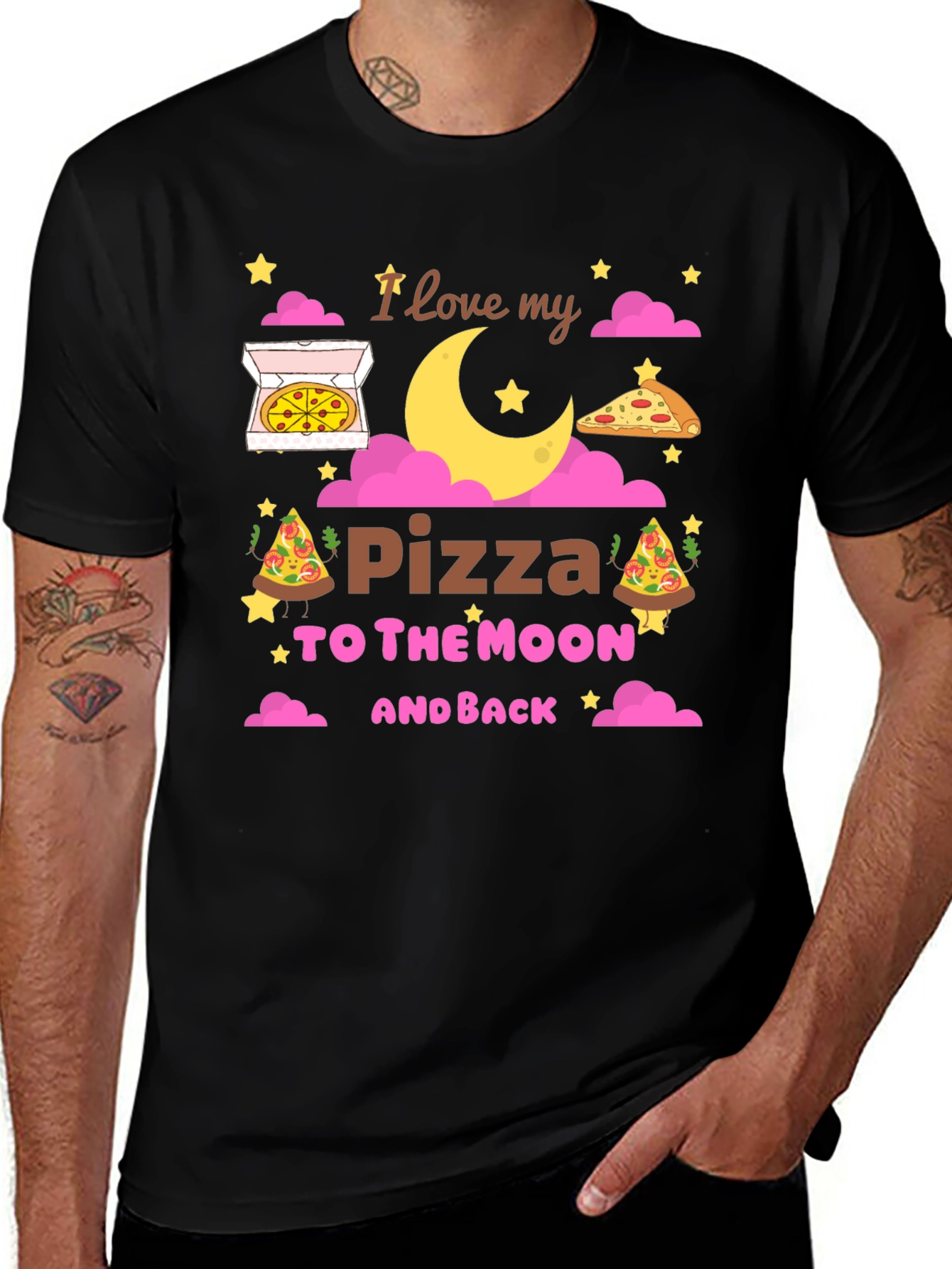 Variant 28 of Pizza to the Moon & Back Graphic T-Shirt