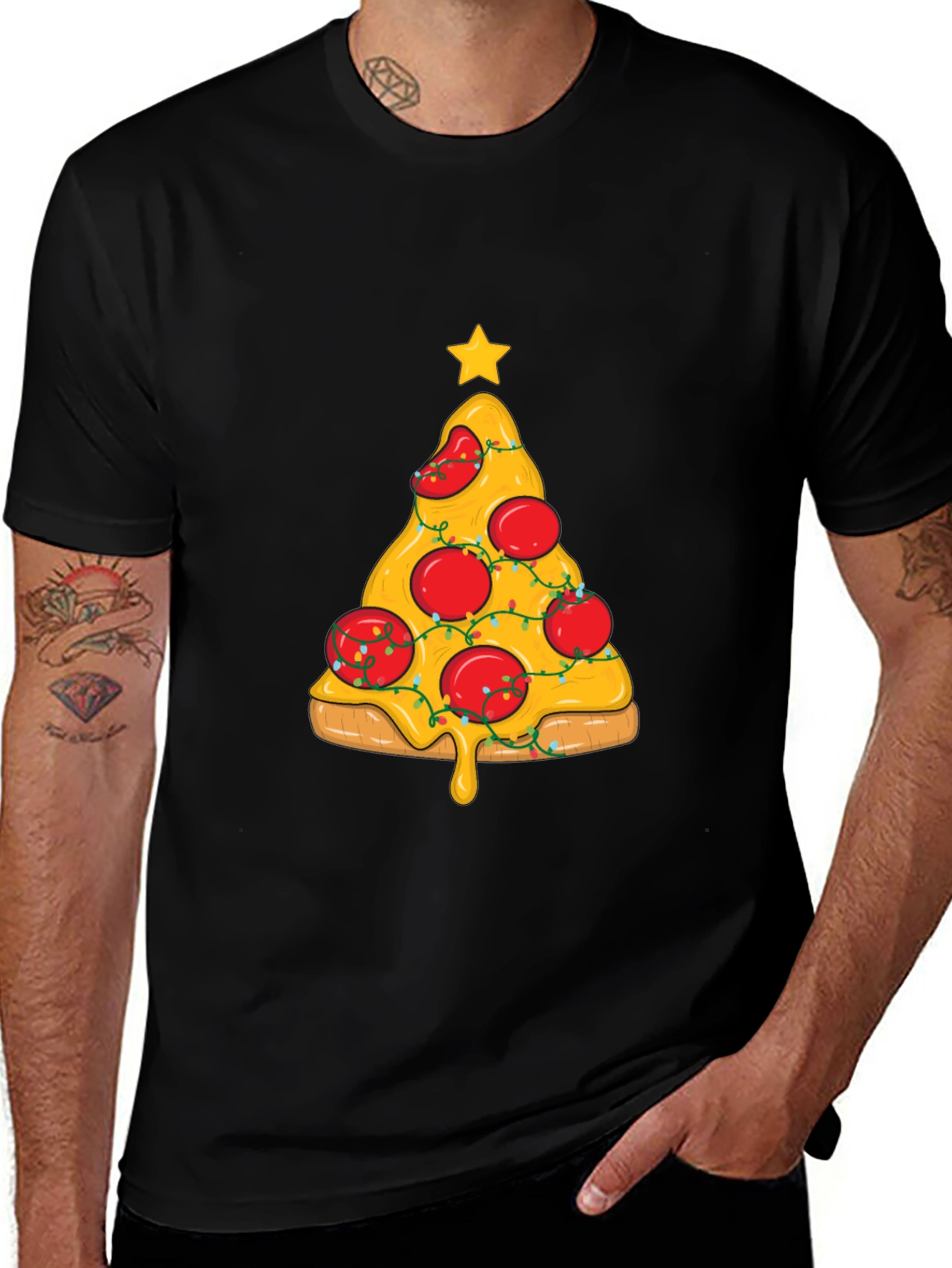 Variant 27 of Pizza Christmas Tree T-Shirt - Holiday Fun!