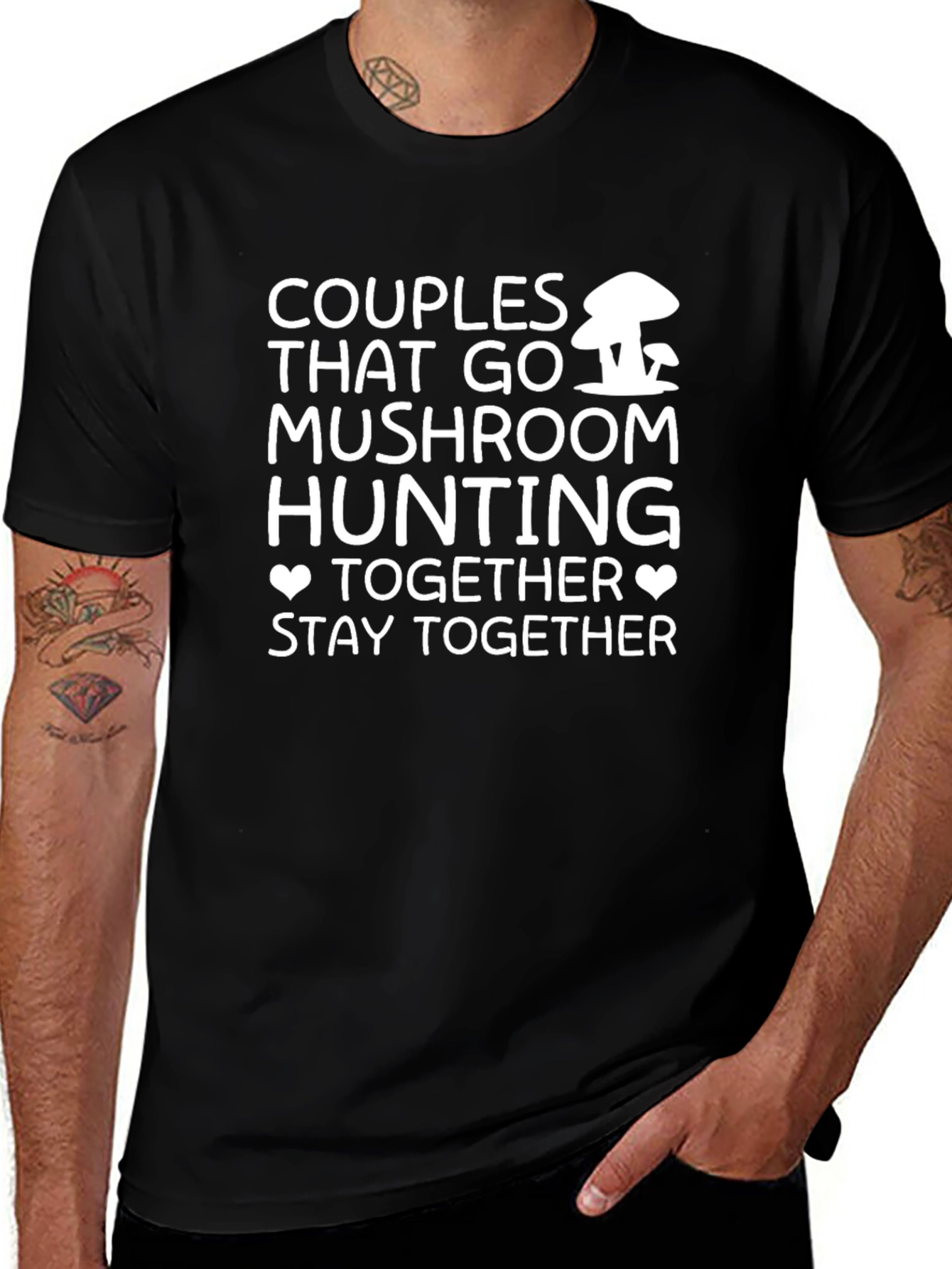 Variant 13 of Couples Mushroom Hunting Black T-Shirt