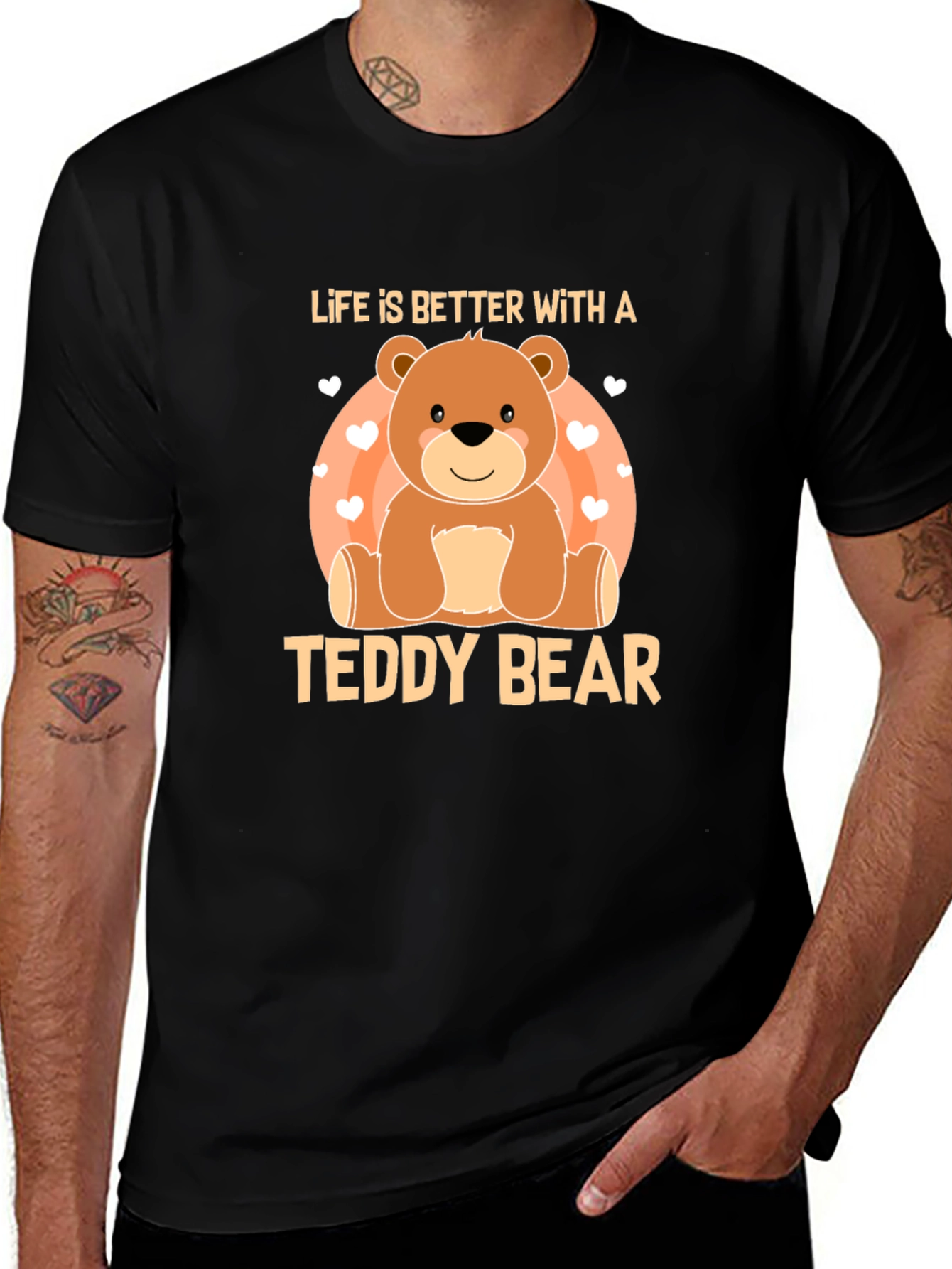 Variant 20 of Life is Better With A Teddy Bear - Black T-Shirt