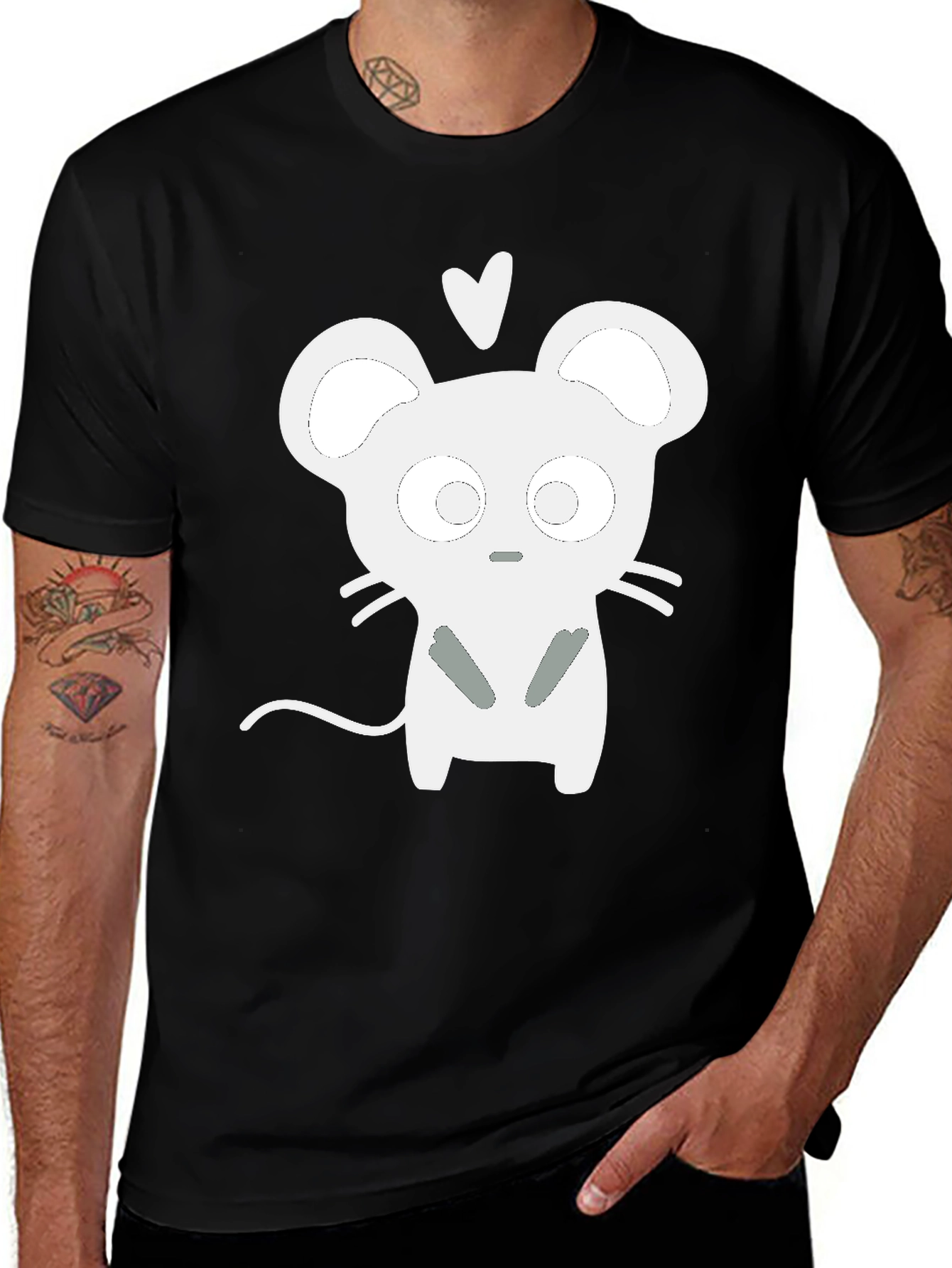 Variant 13 of Cute Mouse Graphic T-Shirt - Black