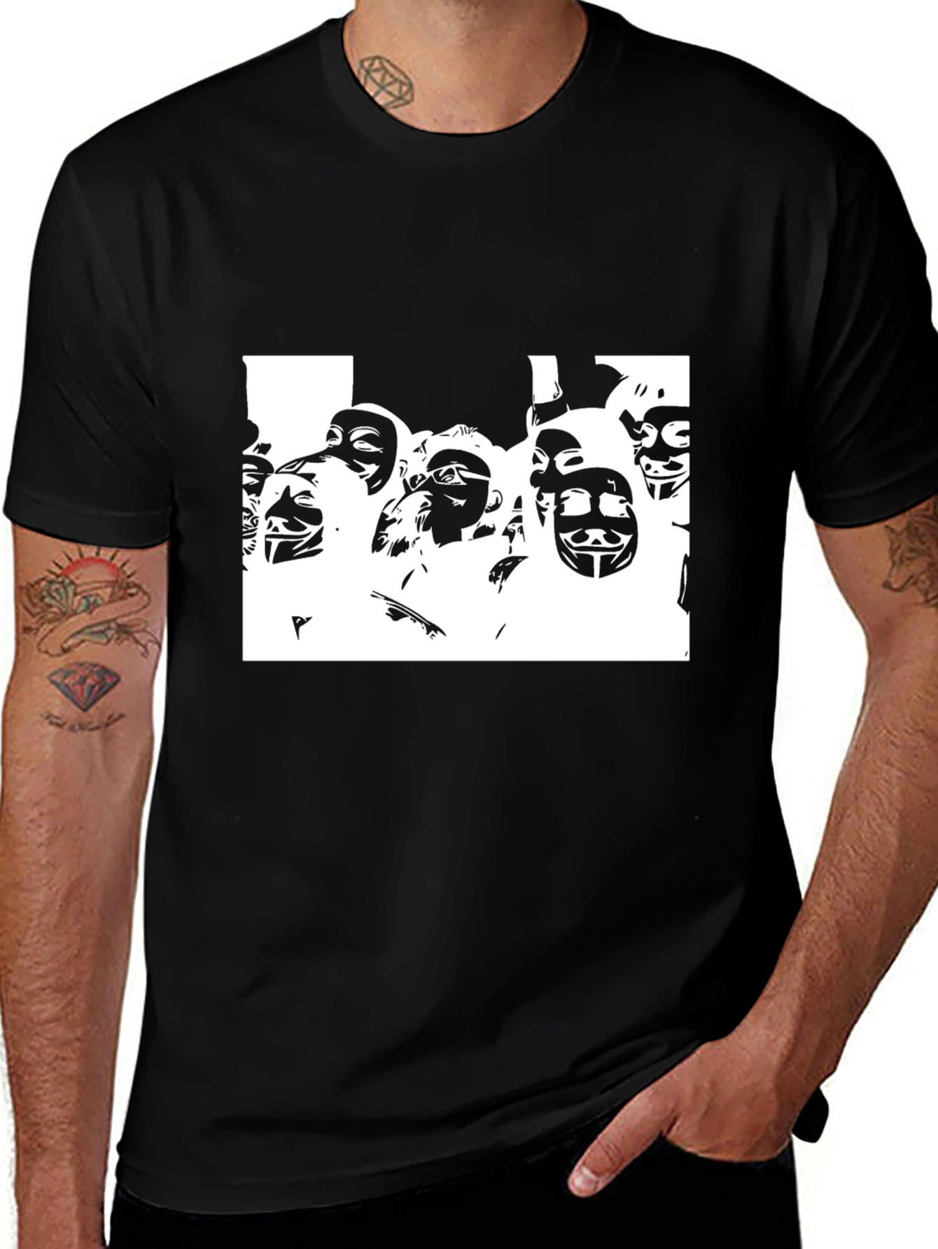 Variant 24 of Anonymous Mask Graphic Tee - Black Cotton T-Shirt