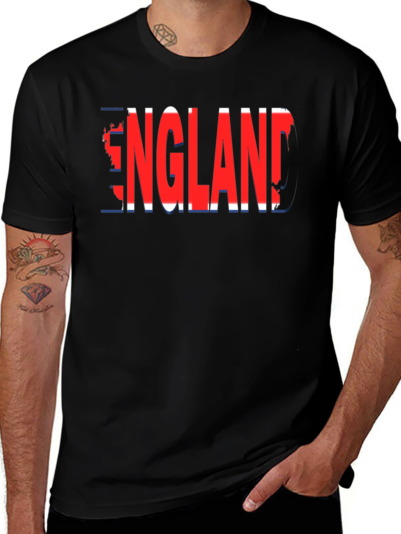 Variant 18 of England Flag Graphic T-Shirt - Black Cotton Blend Tee
