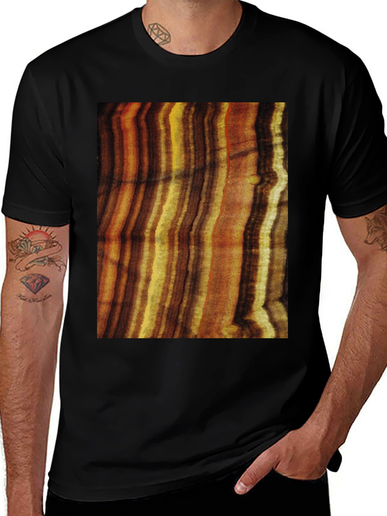 Variant 26 of Earth Tone Stripe Graphic Tee