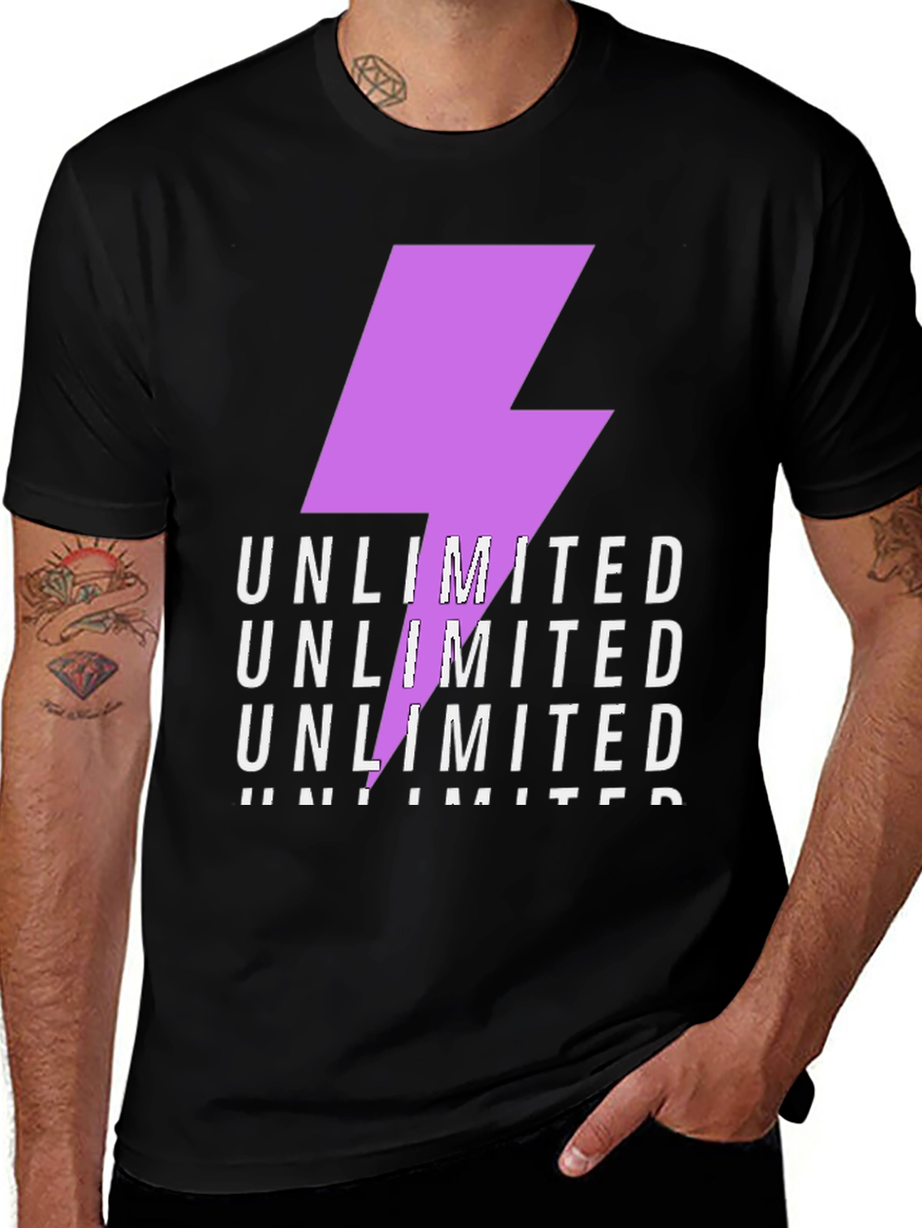 Variant 21 of Unlimited Lightning Bolt Graphic Tee - Black