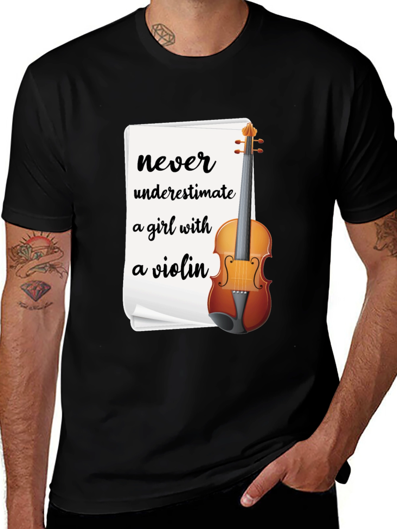 Variant 11 of Never Underestimate a Girl with a Violin T-Shirt