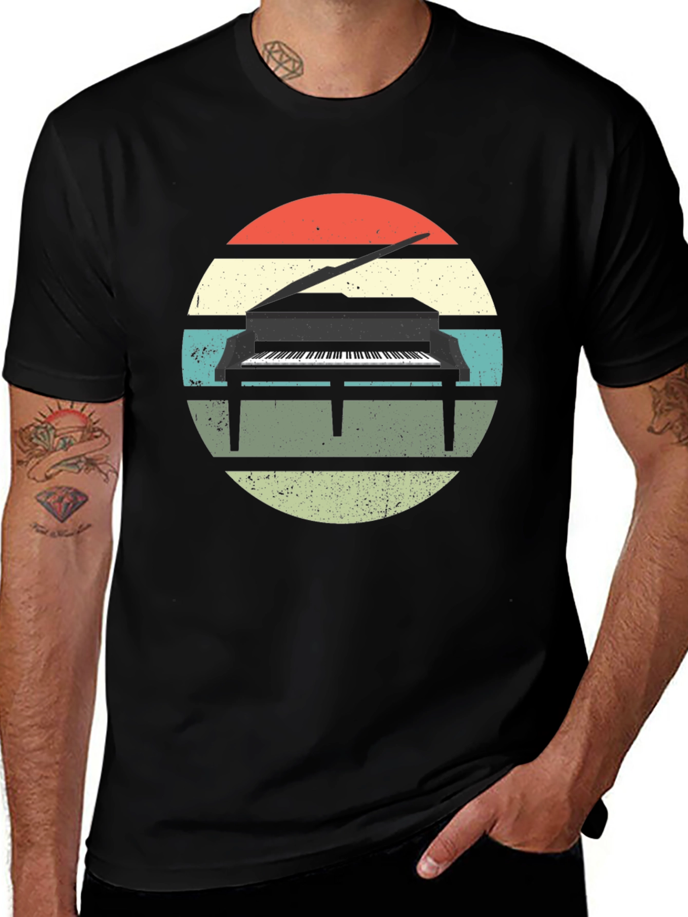 Variant 9 of Retro Piano Sunset Graphic Tee