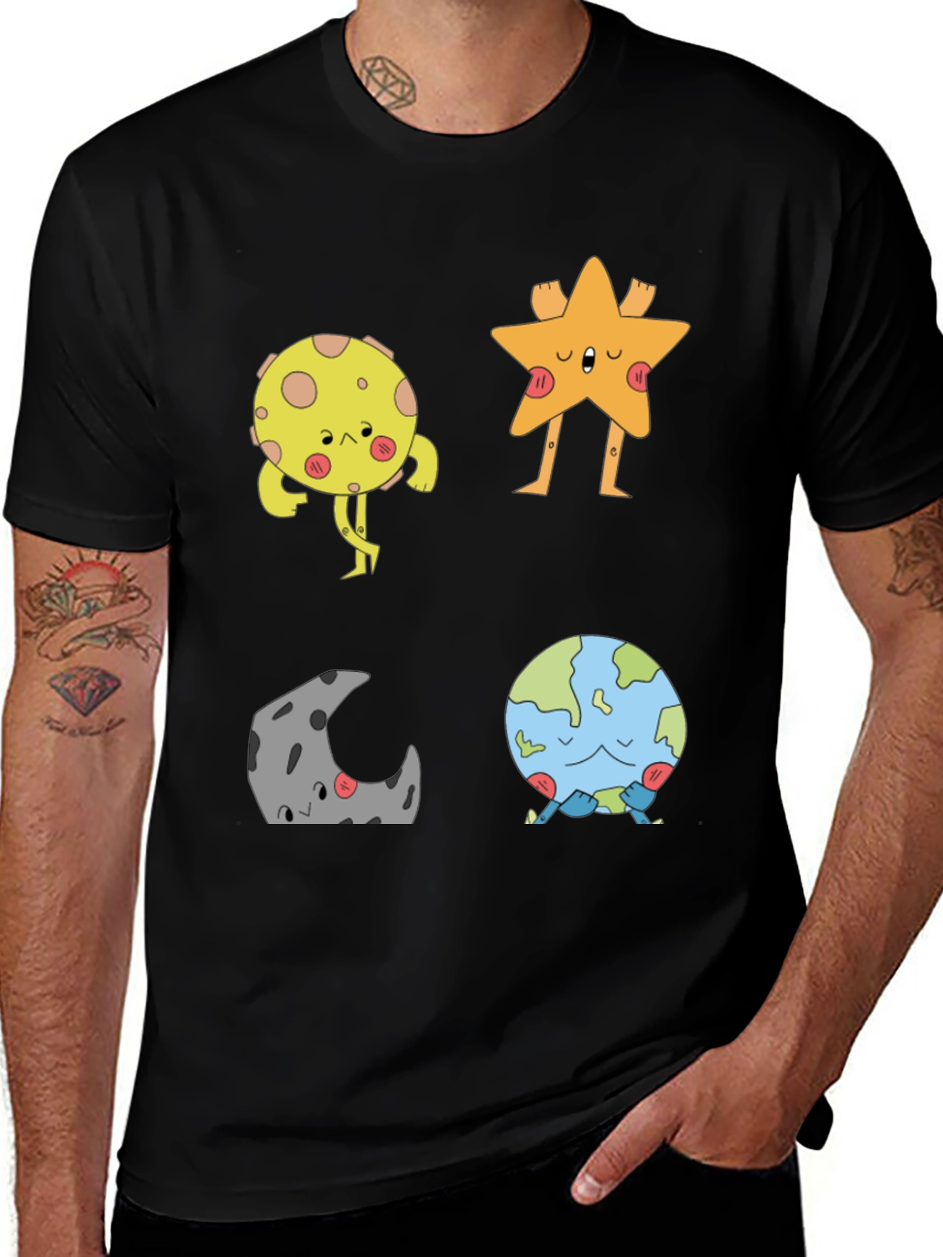 Variant 20 of Cartoon Celestial Black T-Shirt