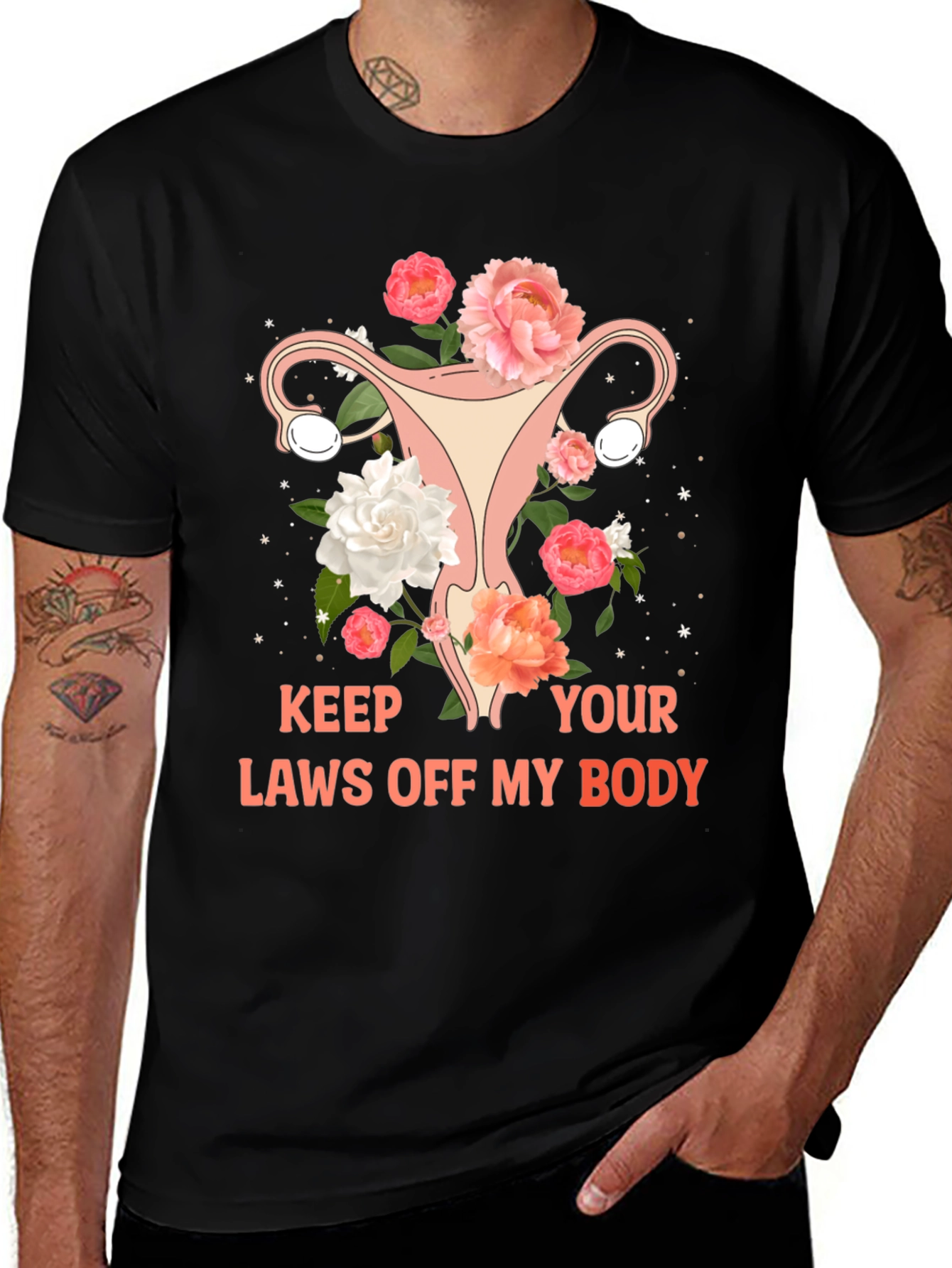 Variant 11 of Feminist Uterus Floral Graphic Tee