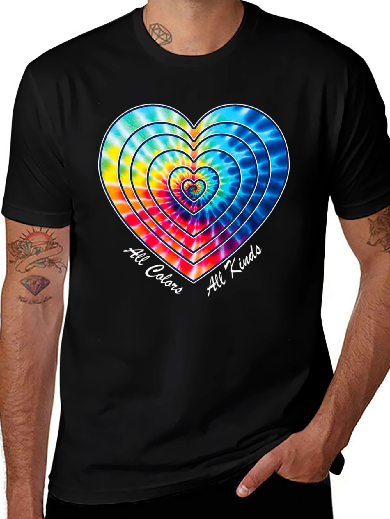 Variant 27 of All Colors All Kinds Tie Dye Heart Graphic Tee