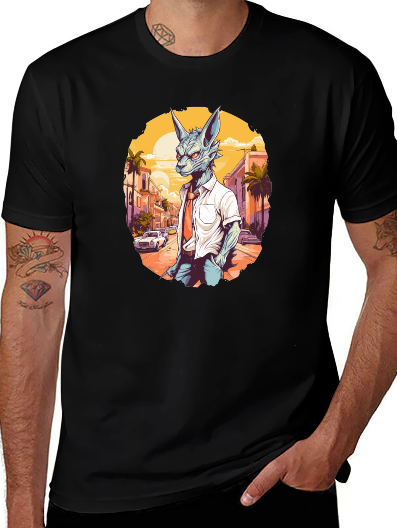 Variant 10 of Anthropomorphic Wolf in Suit Graphic Tee