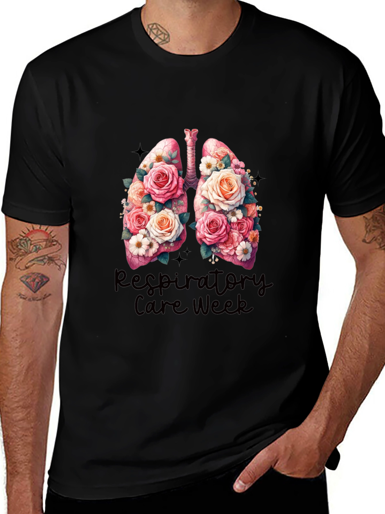 Floral Lungs Respiratory Care Week Tee
