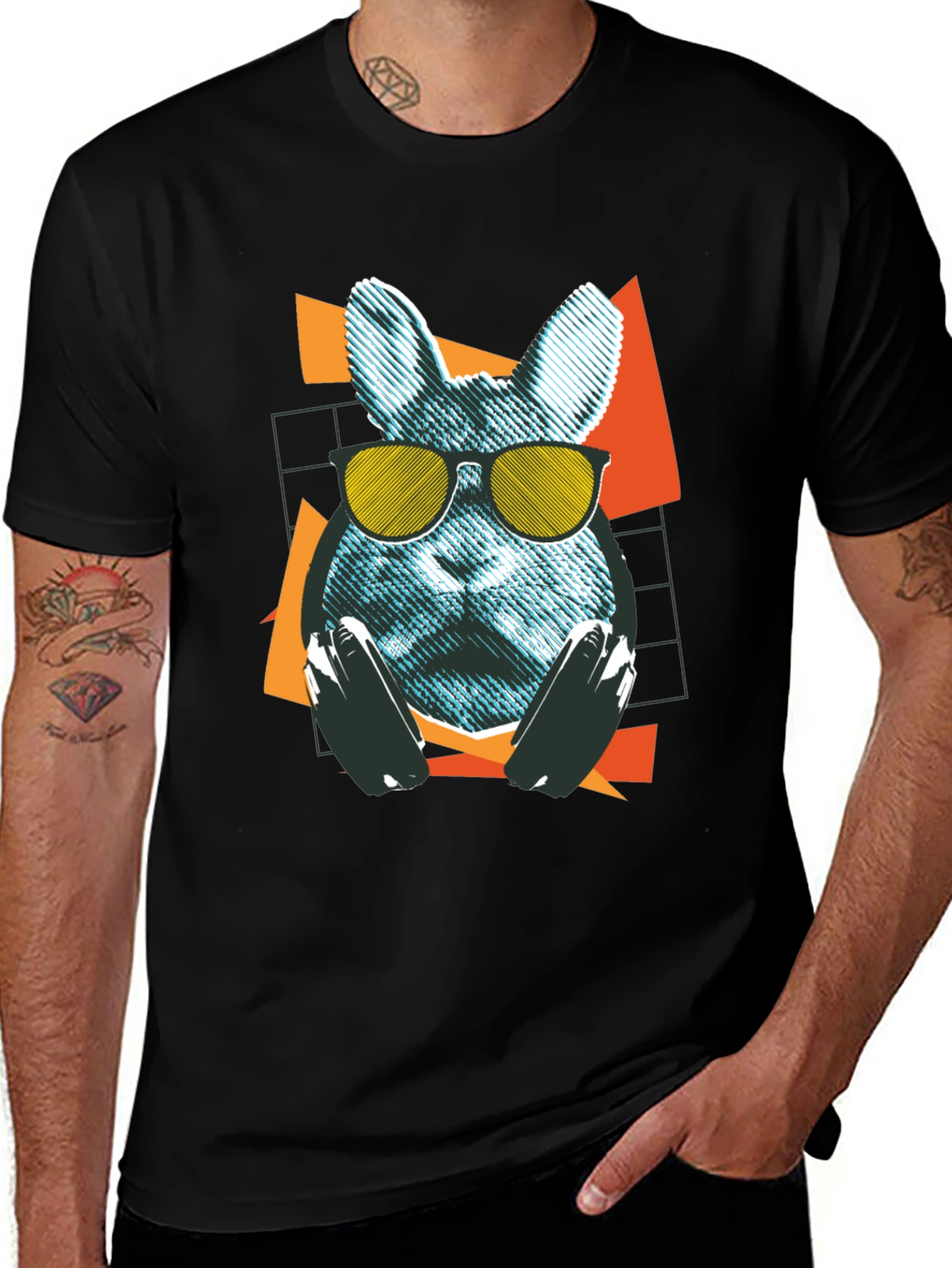 Cool Rabbit Graphic T-Shirt - Retro Style
