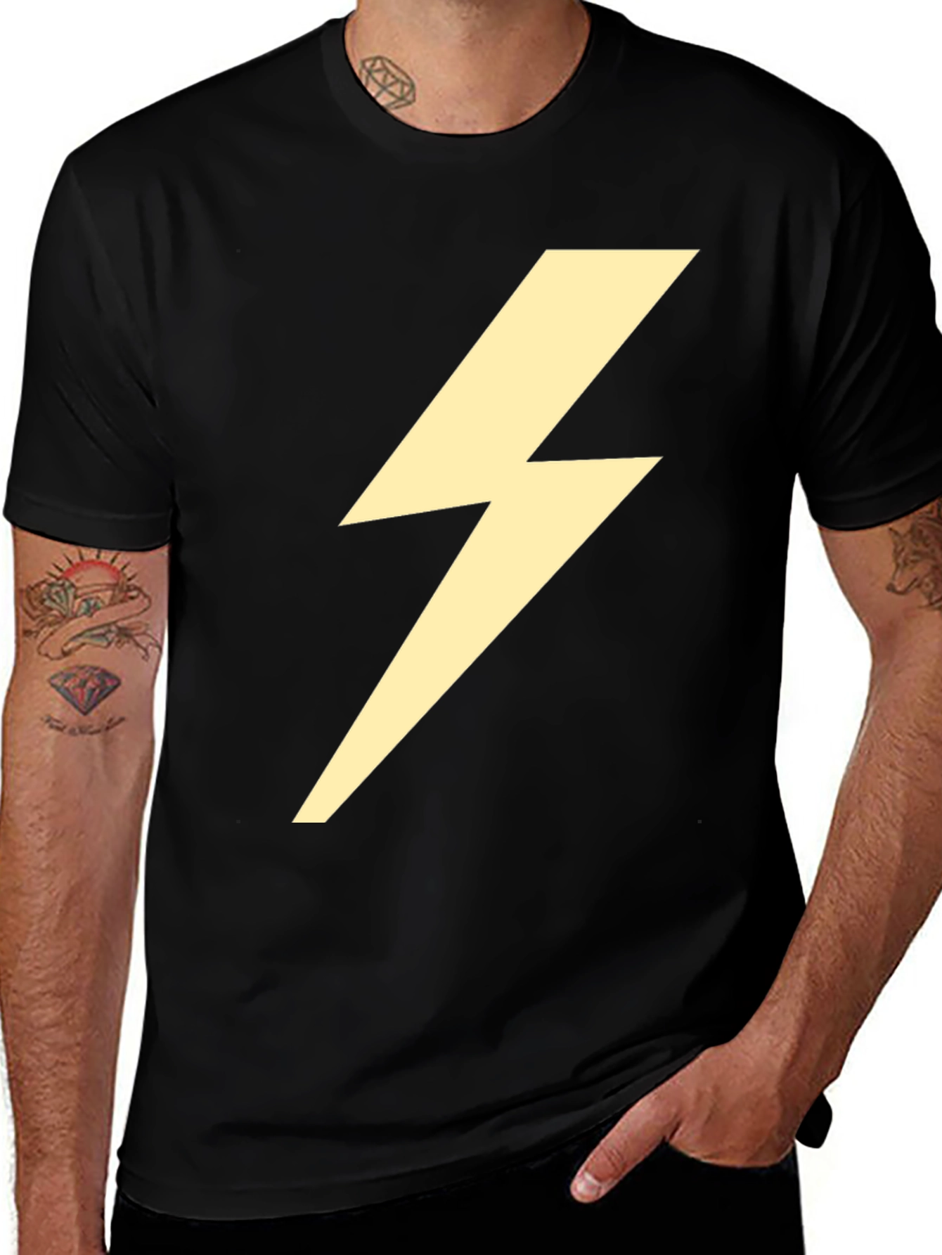 Variant 4 of Lightning Bolt Graphic Tee - Striking Black T-Shirt