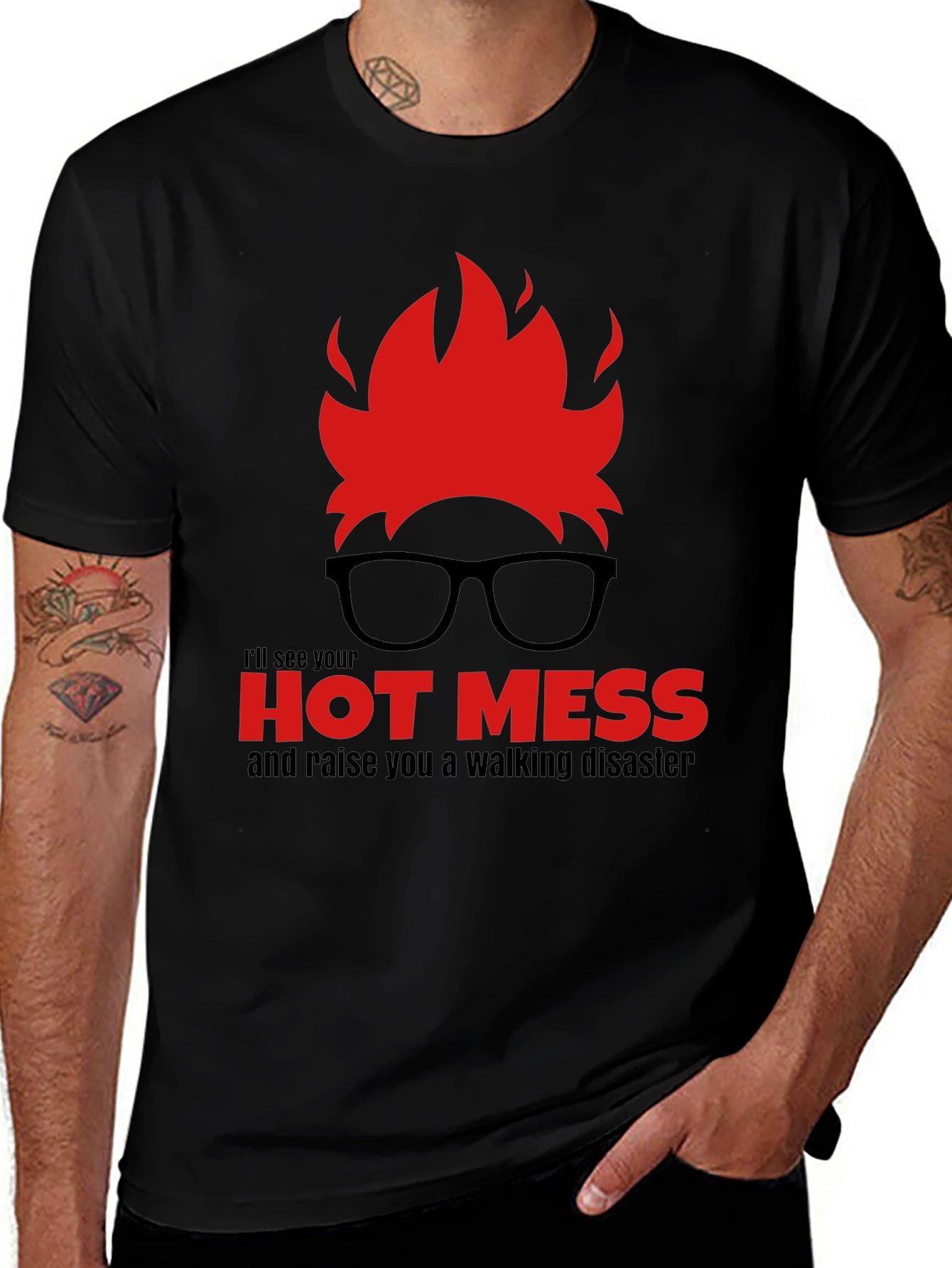Black Hot Mess Walking Disaster T-Shirt - Novelty Graphic Tee main image