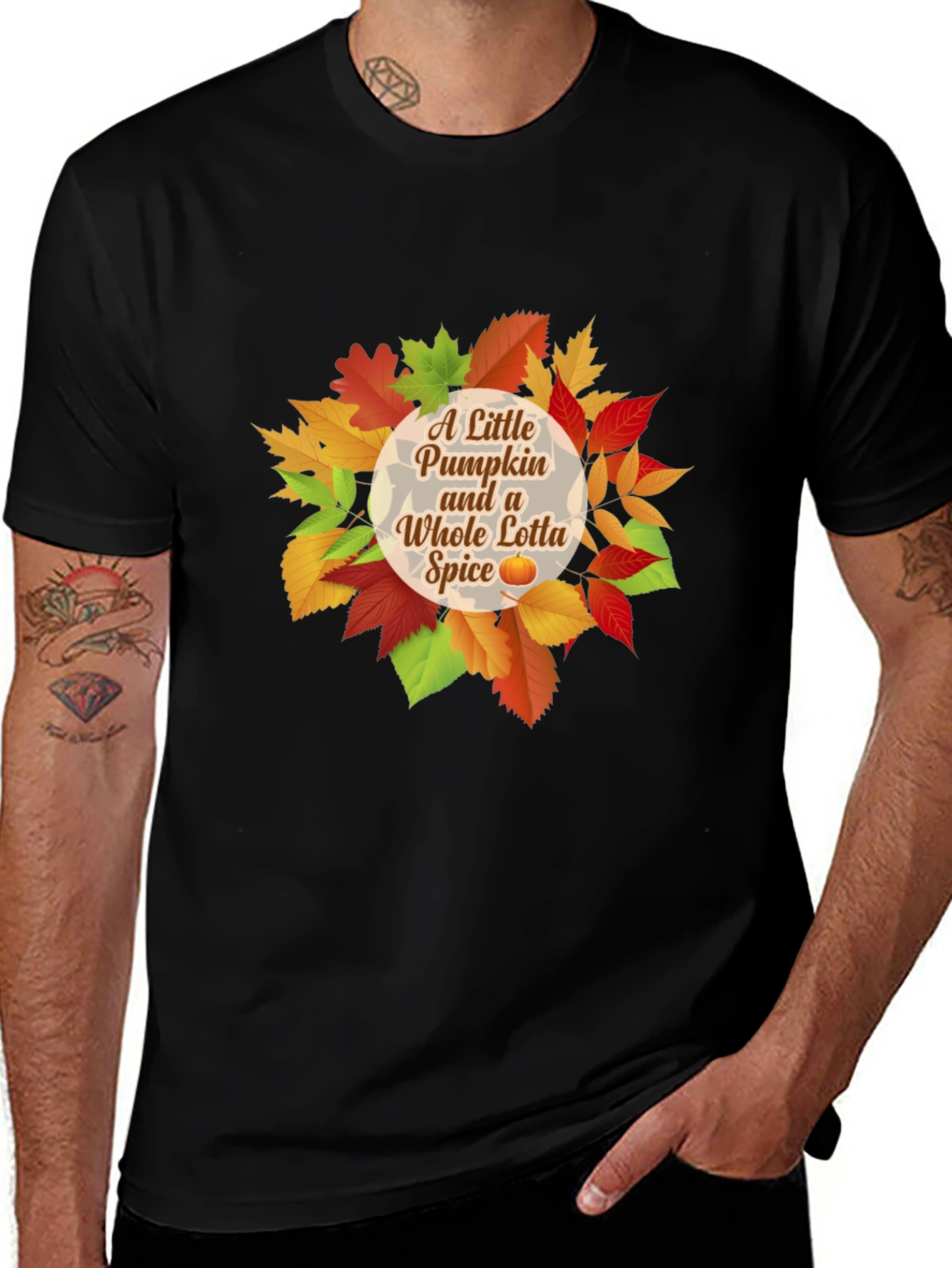 Variant 14 of Pumpkin Spice T-Shirt - Autumn Leaves Design