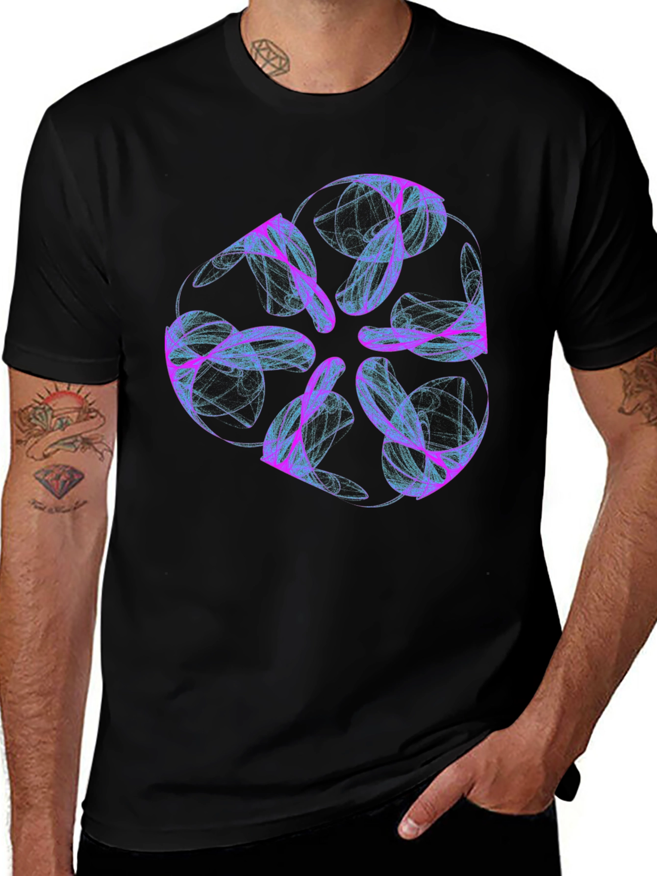 Variant 28 of Abstract Swirl Graphic Tee - Black Casual T-Shirt