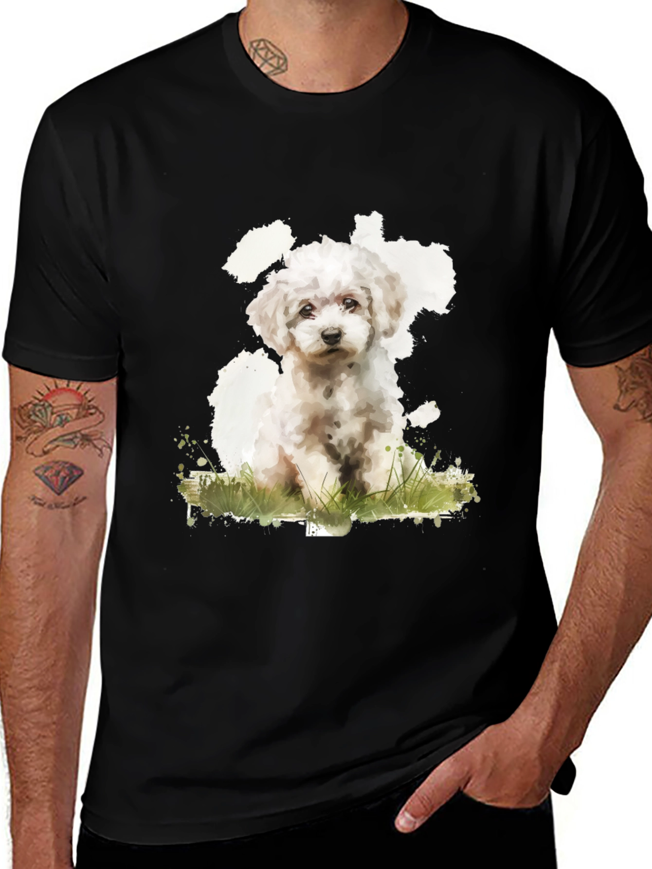 Variant 18 of Cute Dog Graphic T-Shirt - Unisex Black Tee
