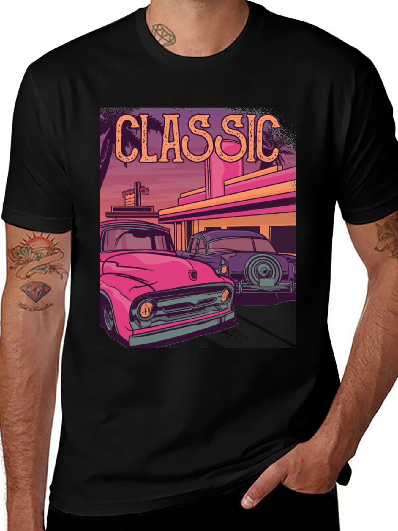 Variant 21 of Classic Cars Graphic T-Shirt Retro Design