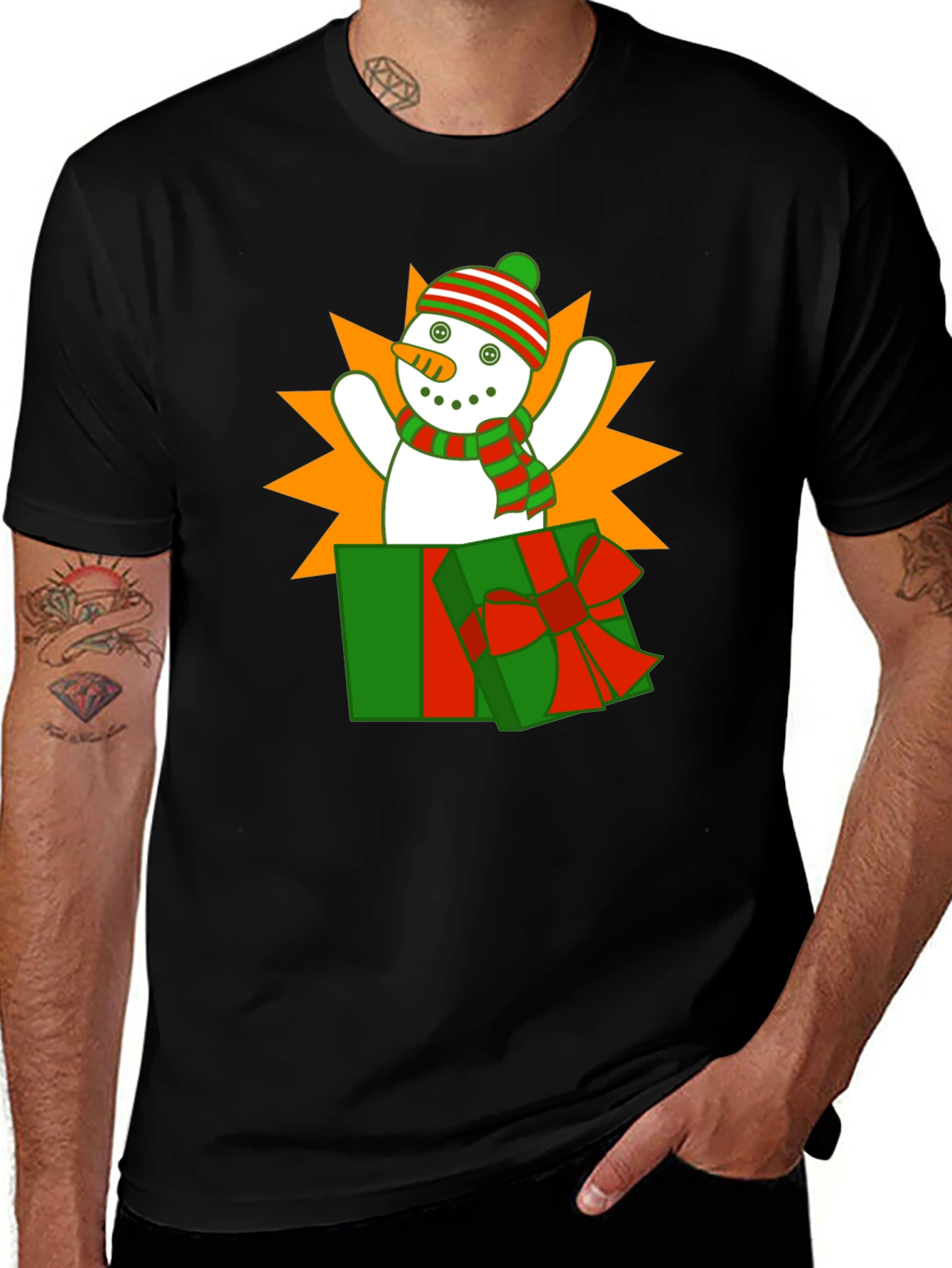 Variant 17 of Festive Snowman Gift Box Graphic Tee