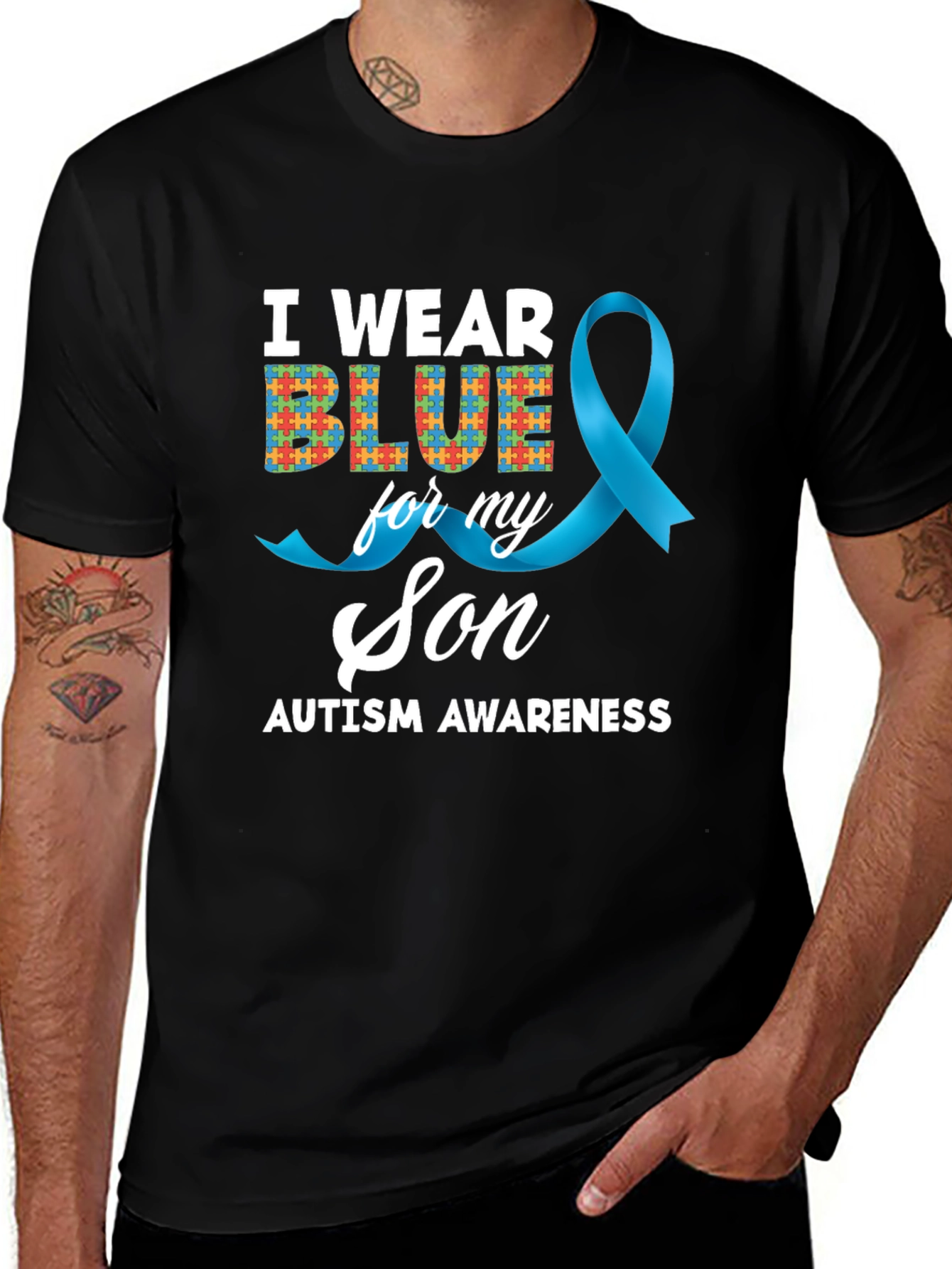 Autism Awareness T-Shirt - I Wear Blue For My Son