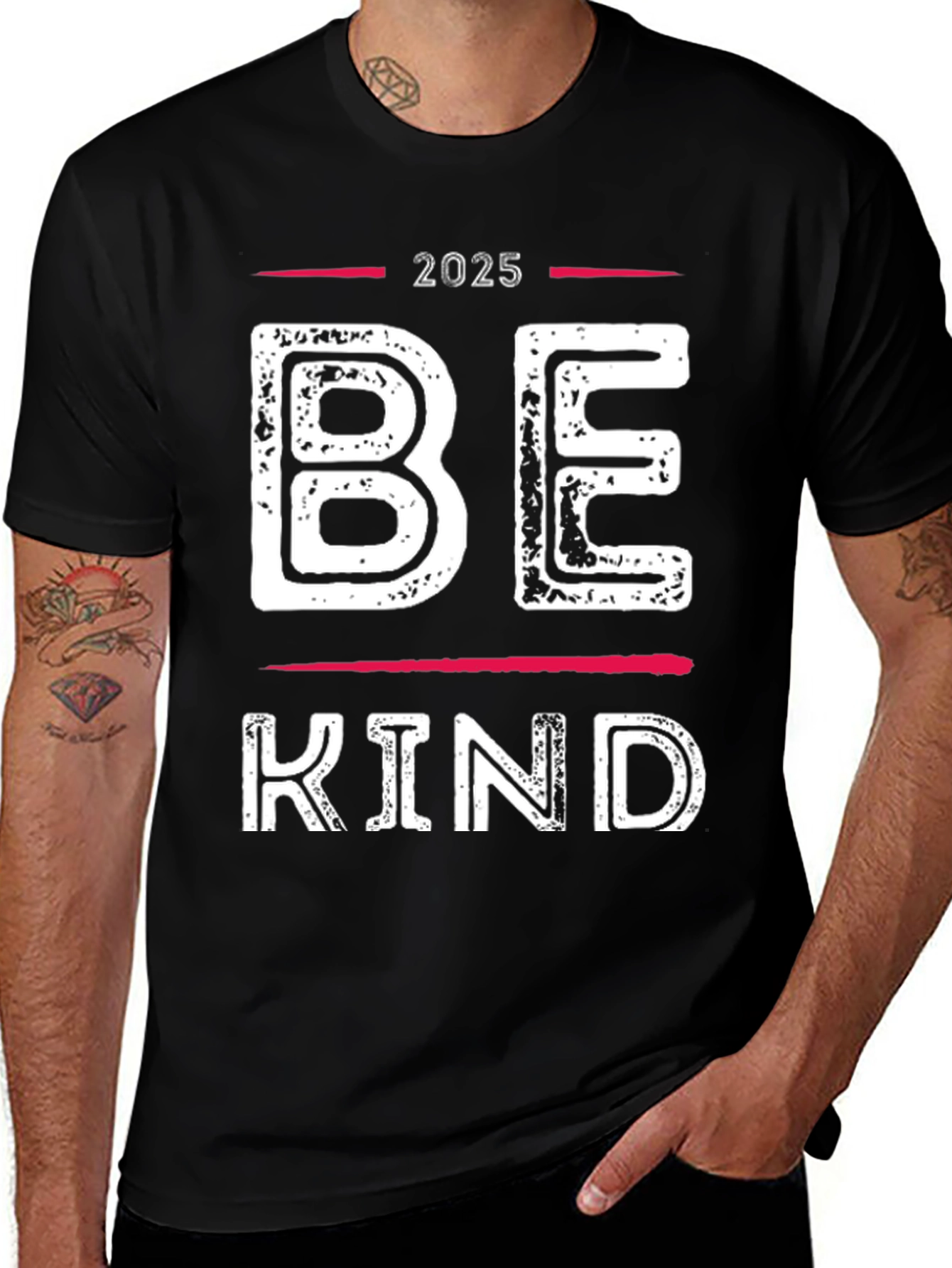 Variant 22 of Be Kind 2025 Graphic Tee - Black Cotton T-Shirt