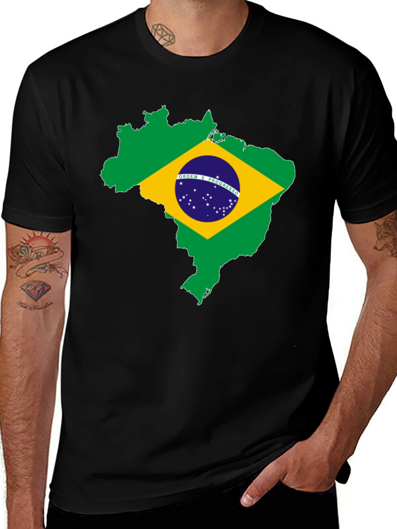 Variant 17 of Brazil Flag Map T-Shirt