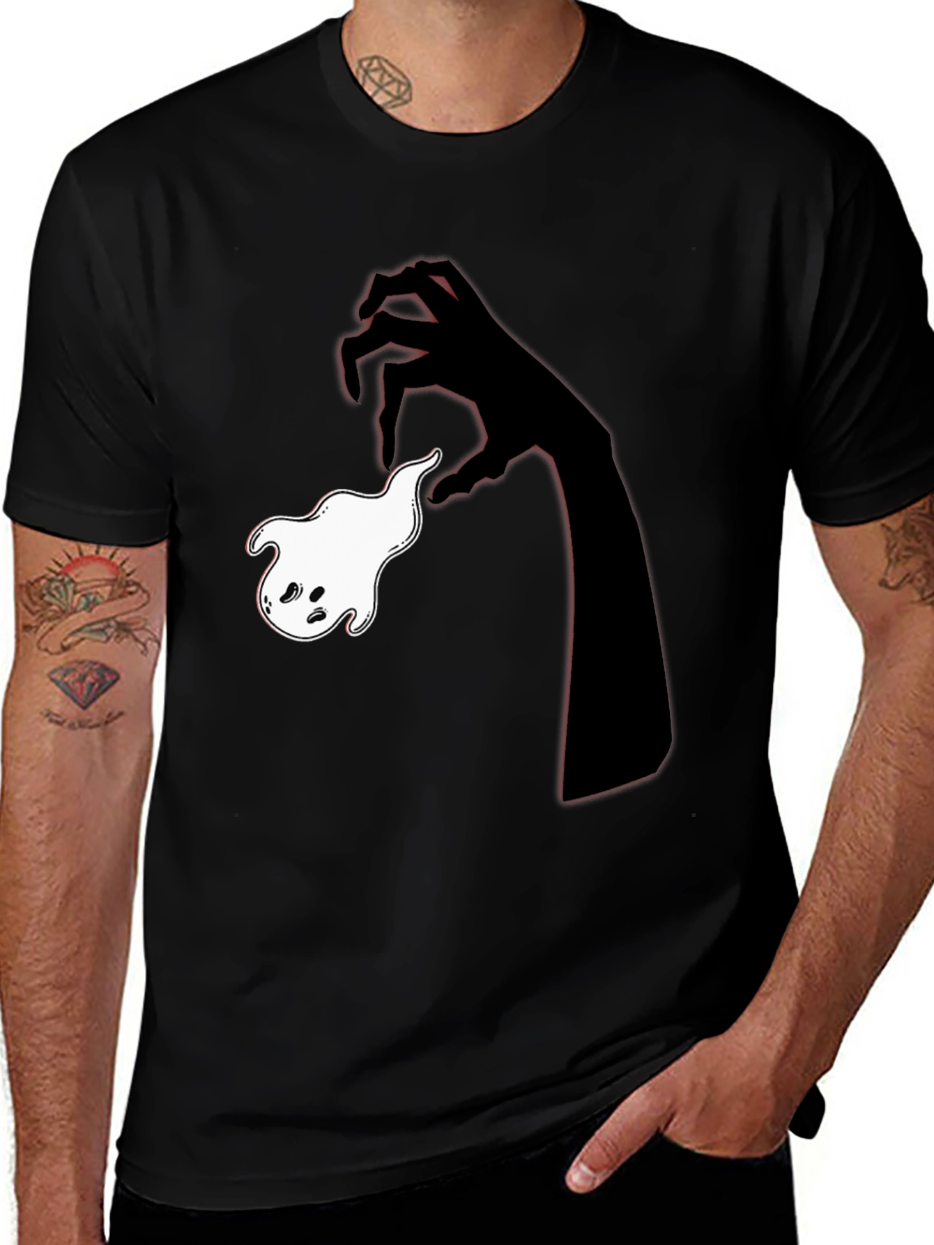 Variant 28 of Ghostly Hand Tee - Spooky Season Style