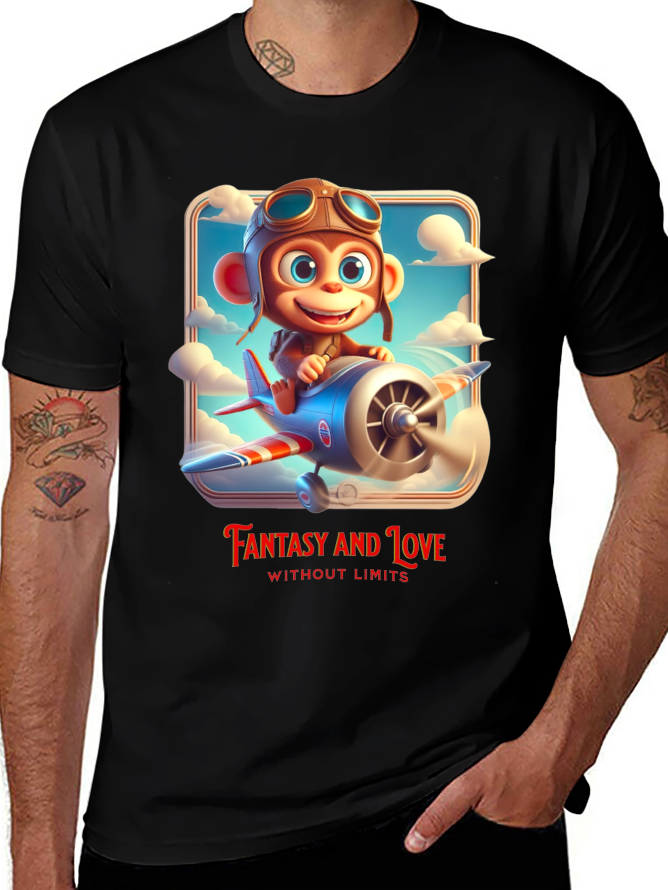 Variant 5 of Fantasy Monkey Pilot T-Shirt