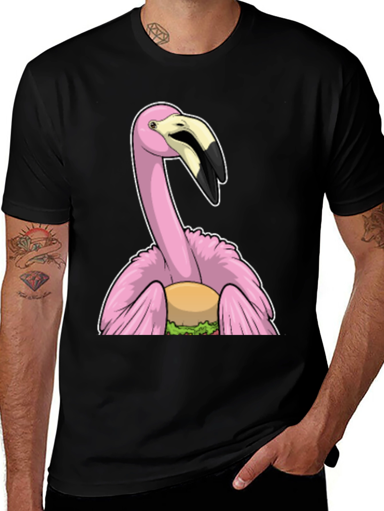 Variant 20 of Funny Flamingo Burger Graphic T-Shirt