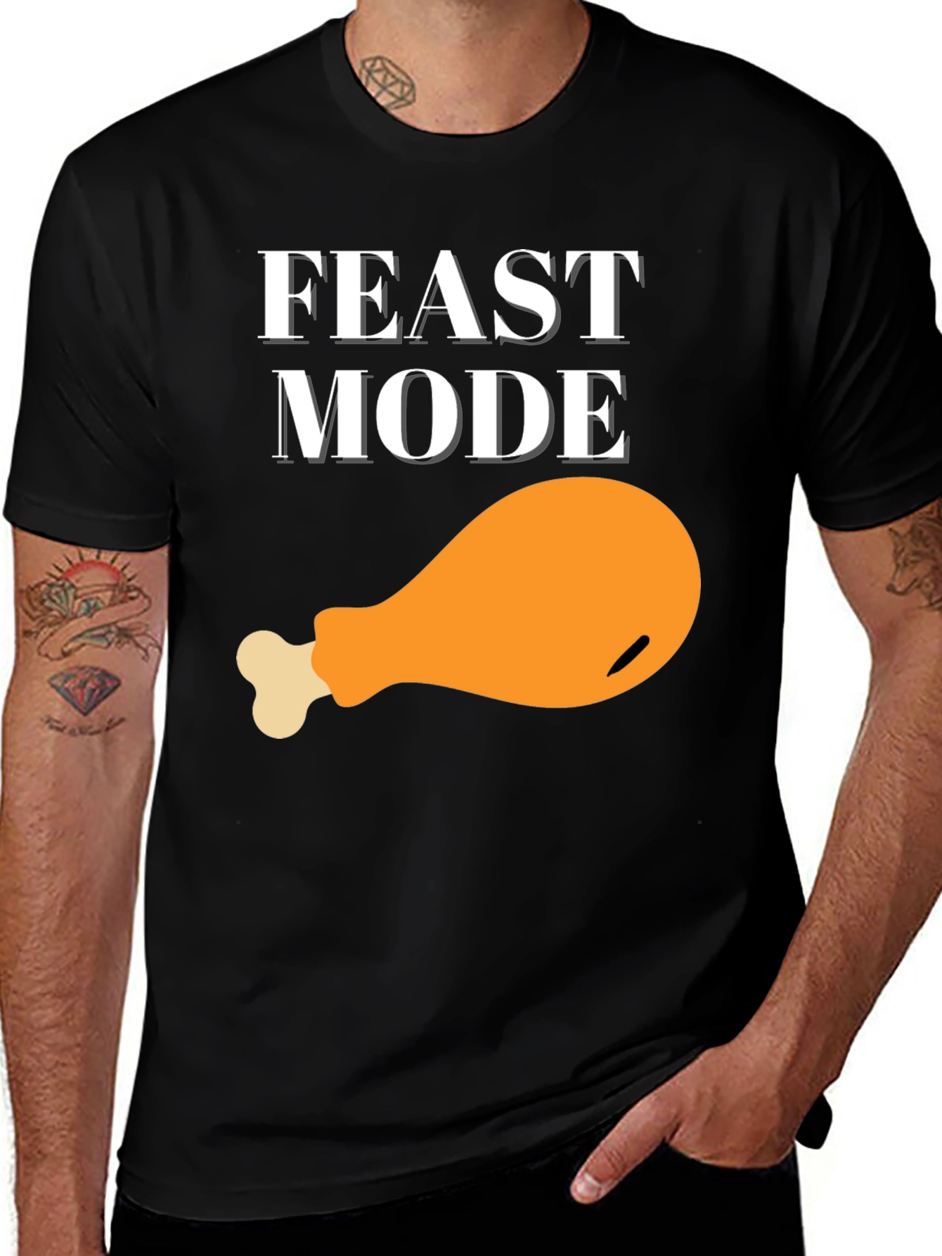 Variant 18 of Feast Mode Graphic T-Shirt - Turkey Leg Design