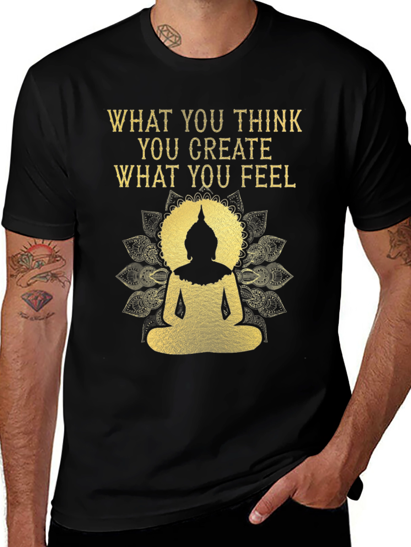 Inspirational Buddha Graphic Tee - Black
