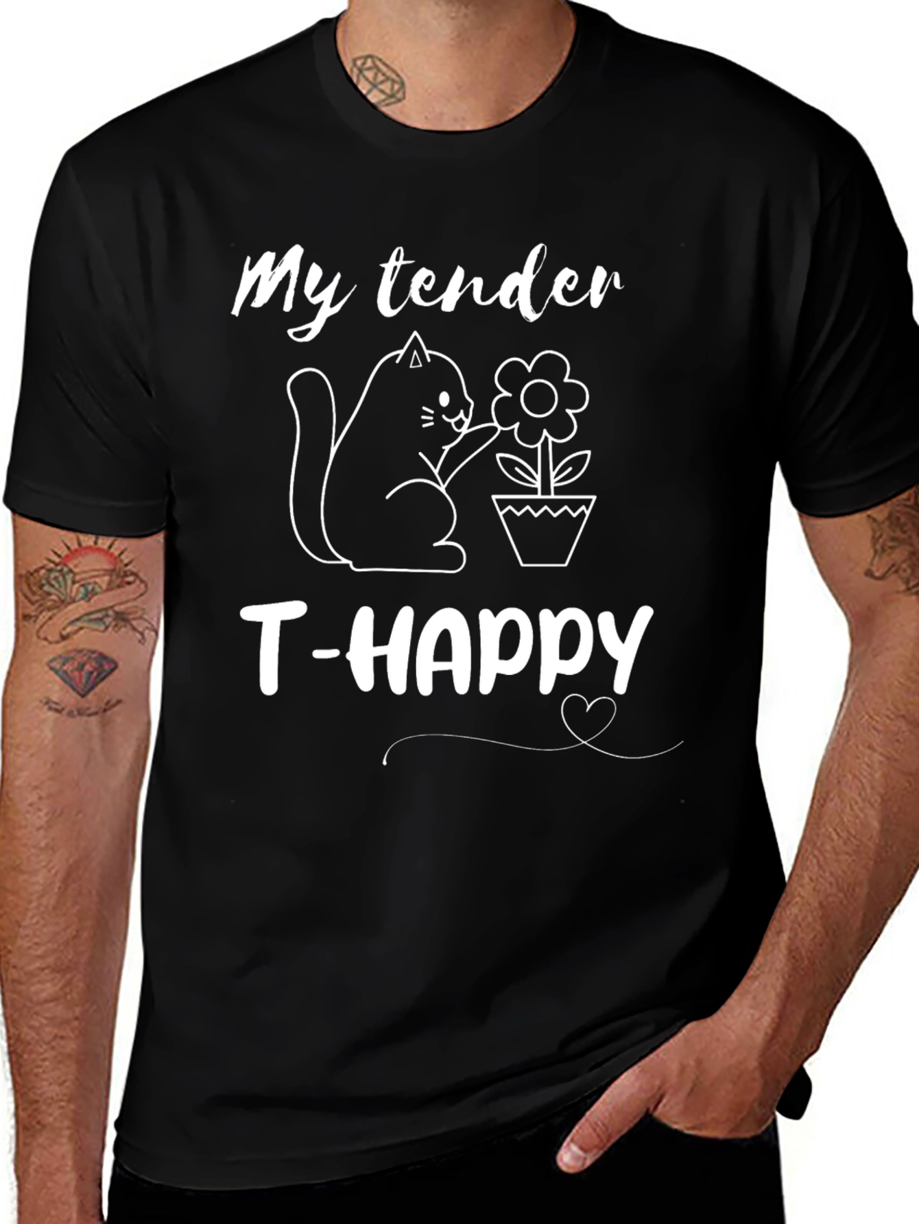 Variant 23 of My Tender T-Happy Cat Lover's Black T-Shirt