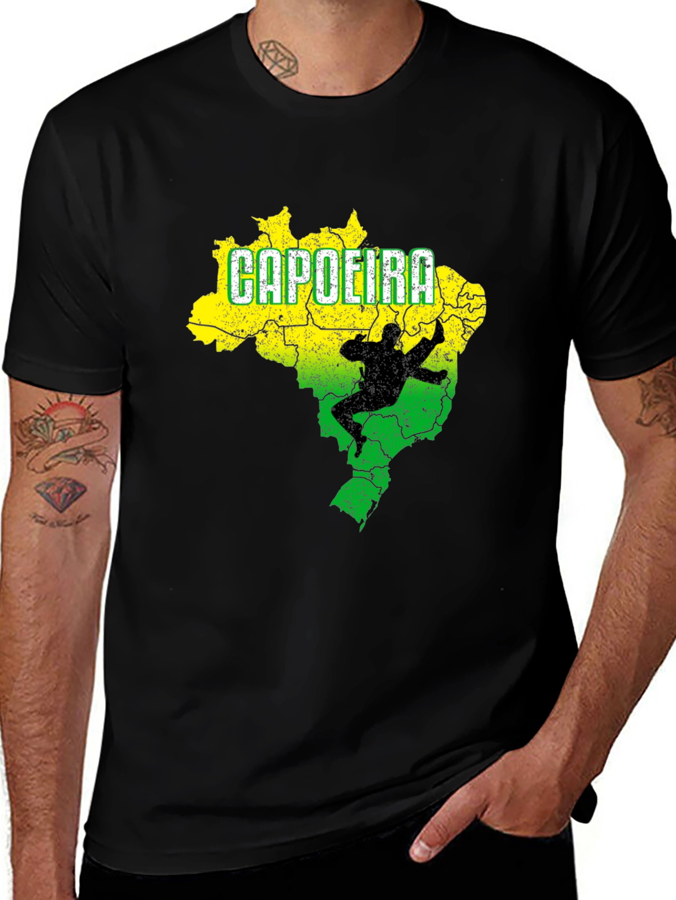 Capoeira Brazil Map Graphic T-Shirt