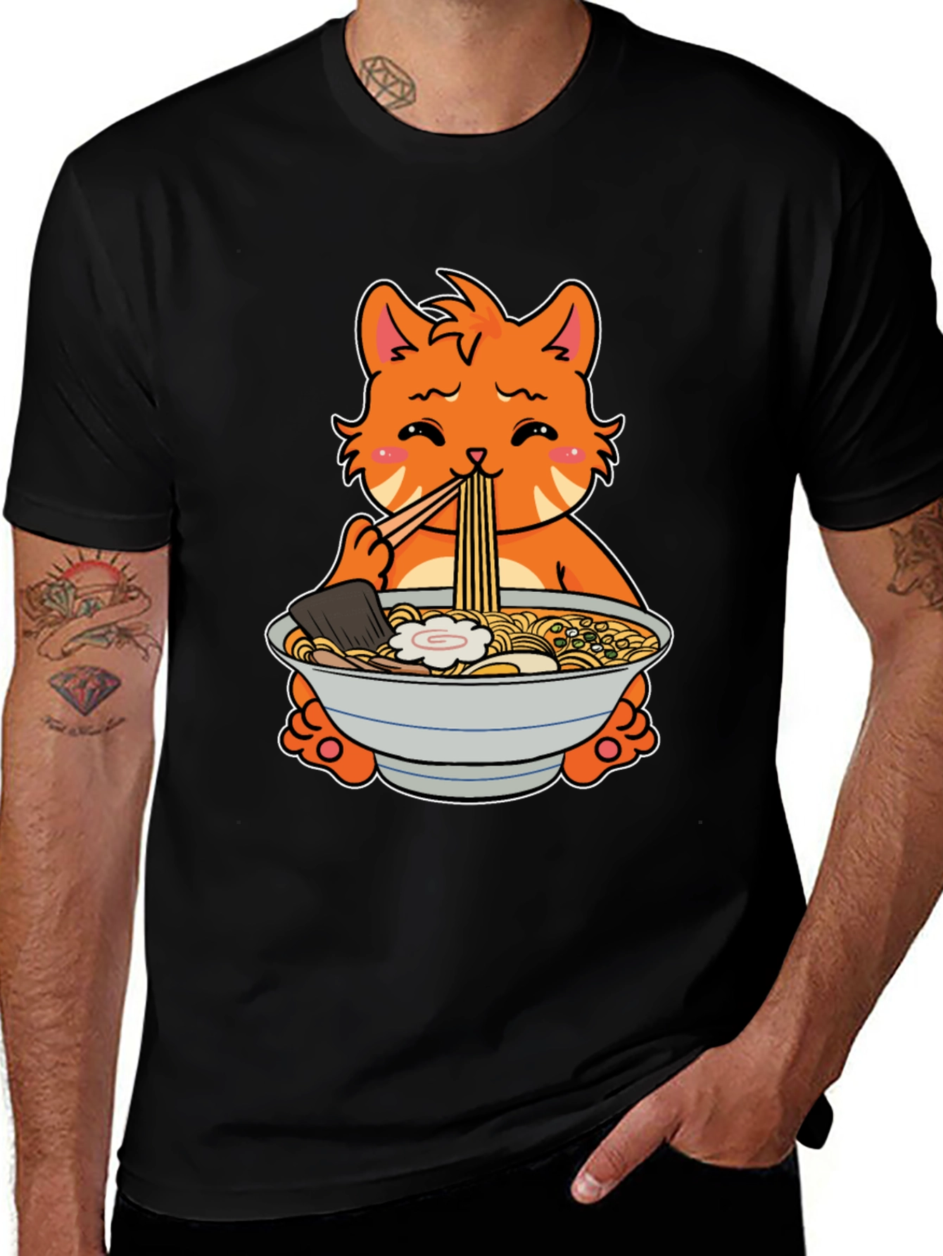Ramen Cat T-Shirt - Cute Anime Style