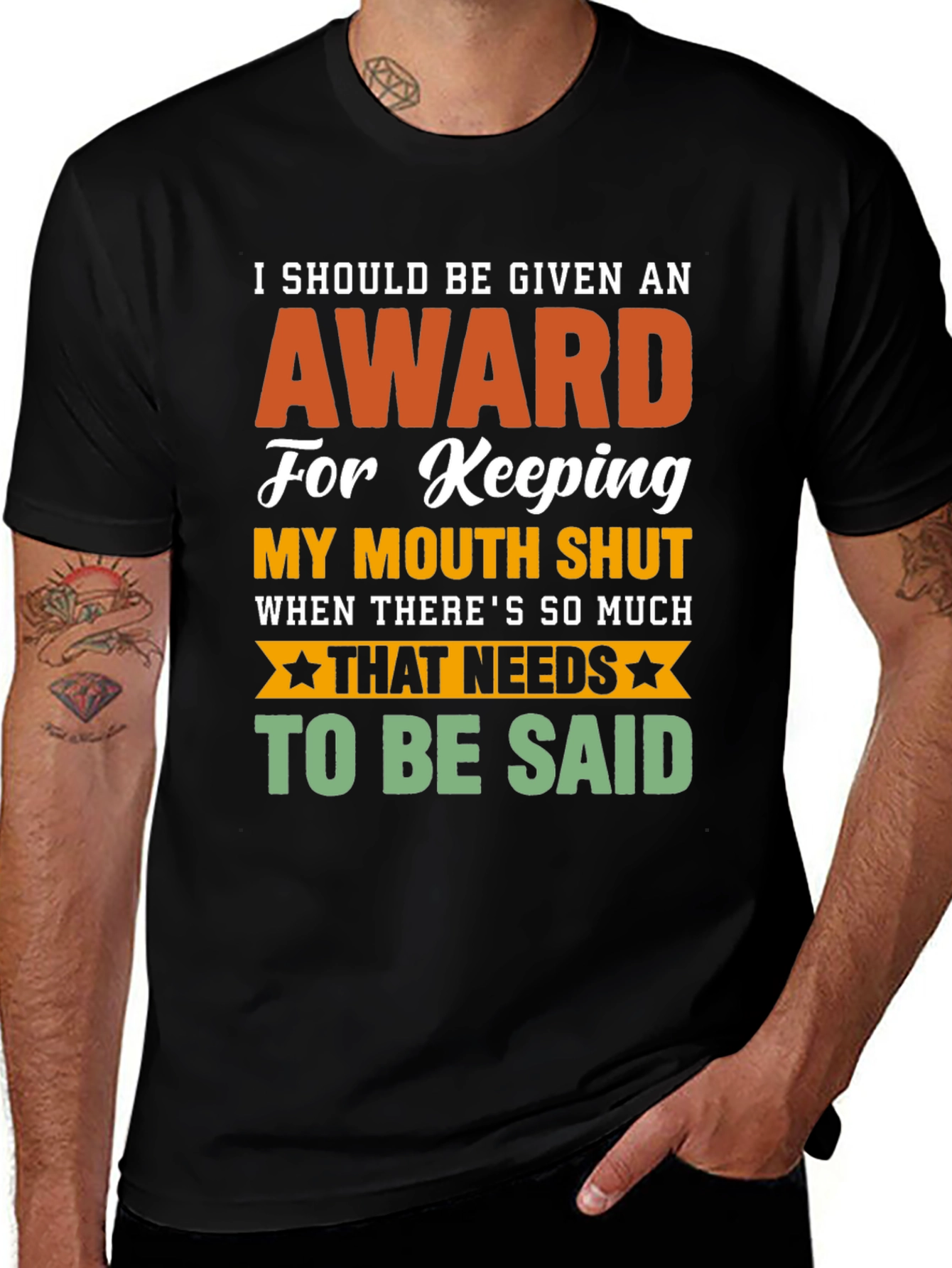 Funny Award Keeping Mouth Shut Graphic T-Shirt