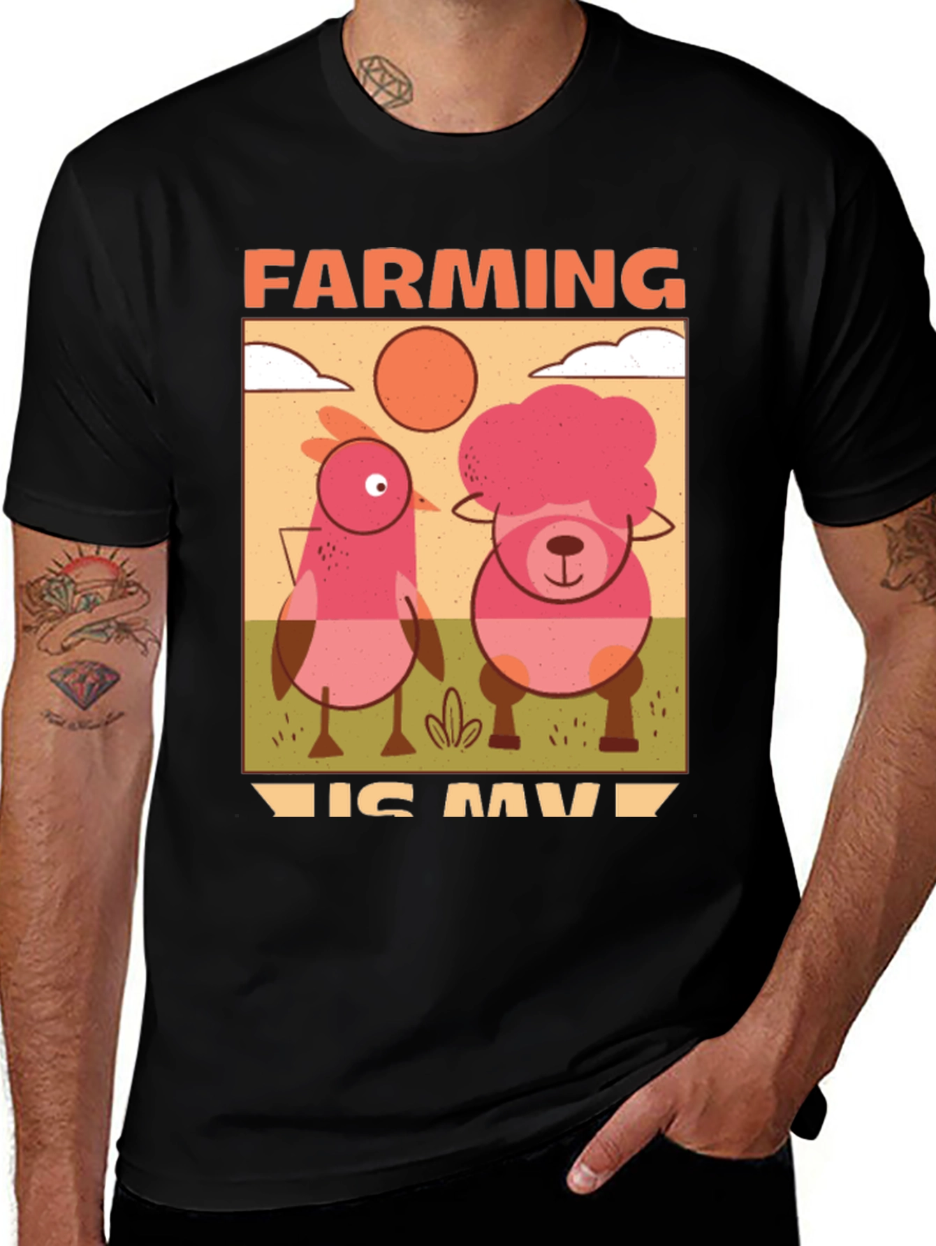 Variant 14 of Farming Is My Jam T-Shirt with Cartoon Farm Animals