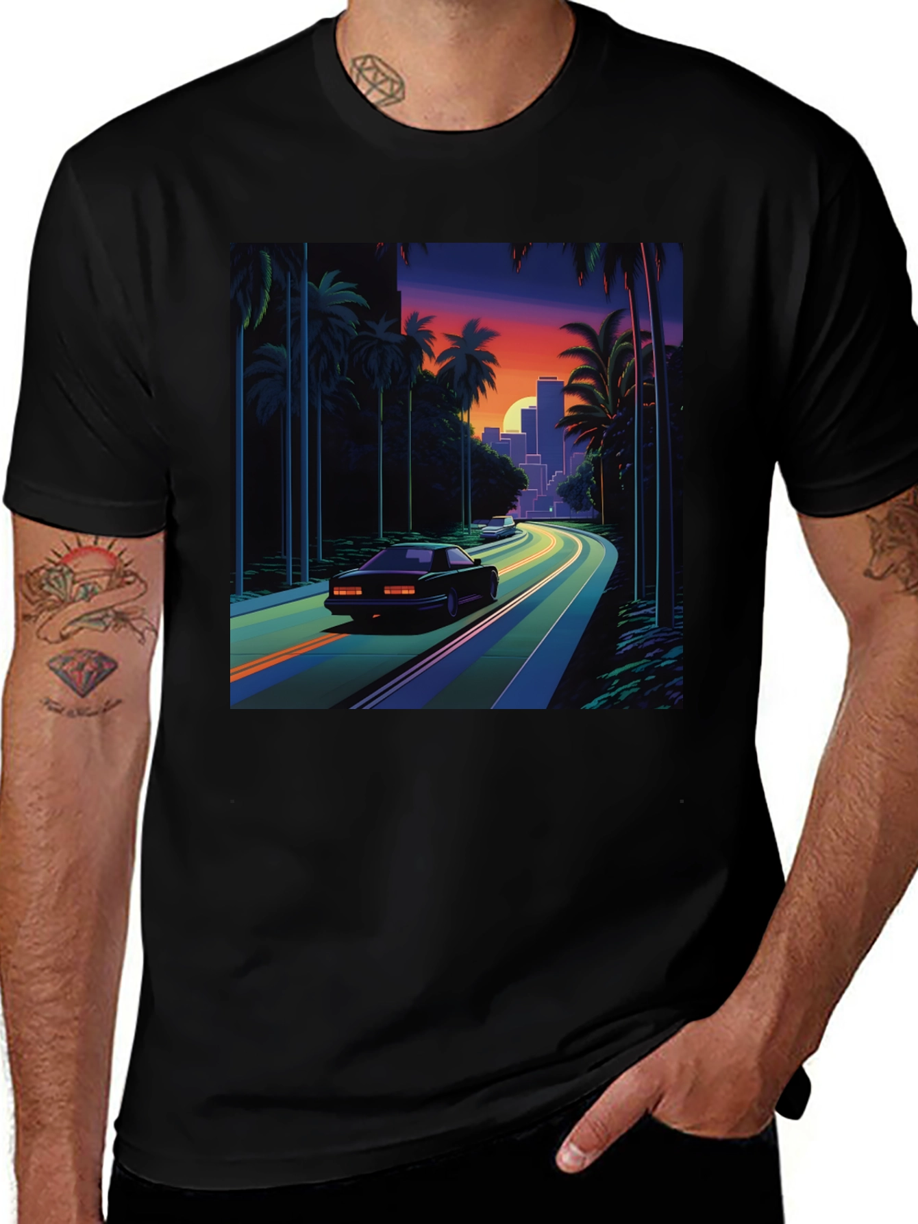 Variant 5 of Retro Wave Graphic Tee - Black