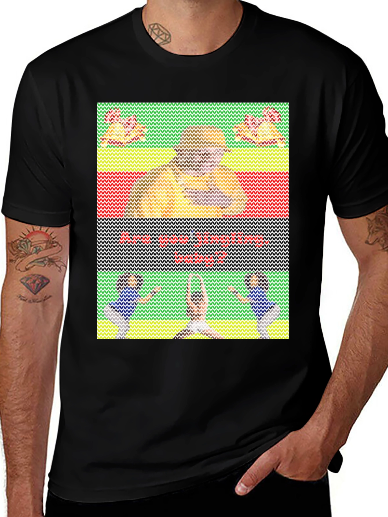 Variant 21 of Funny Ugly Christmas Sweater Style T-Shirt