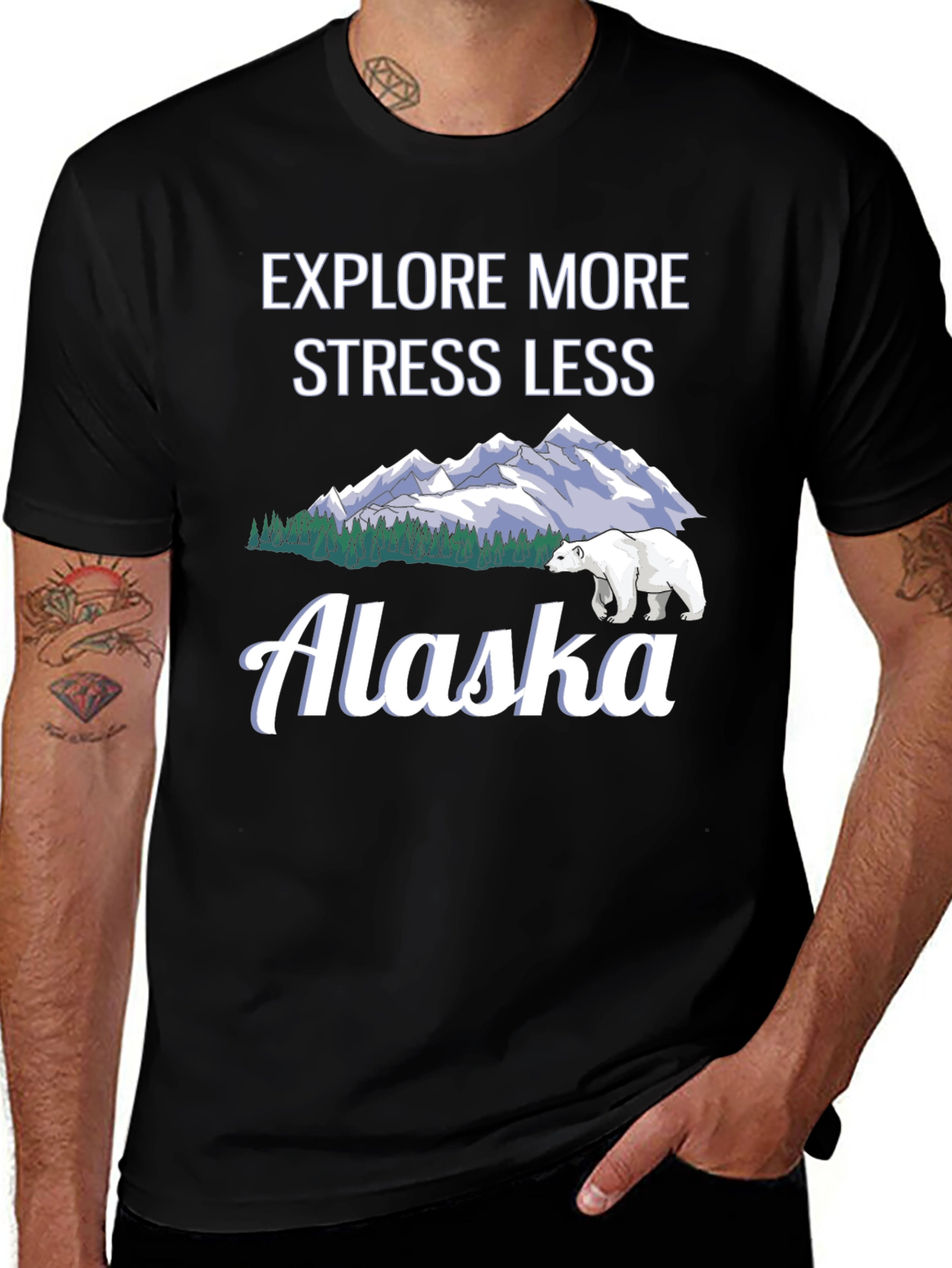 Explore More Stress Less Alaska Graphic Tee