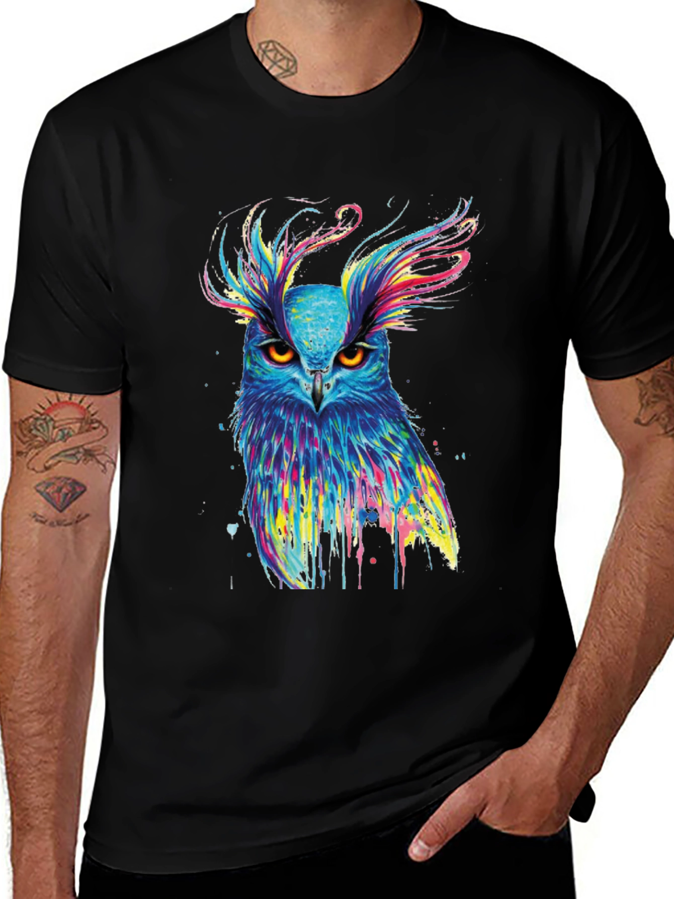 Variant 14 of Colorful Owl Graphic Print T-Shirt
